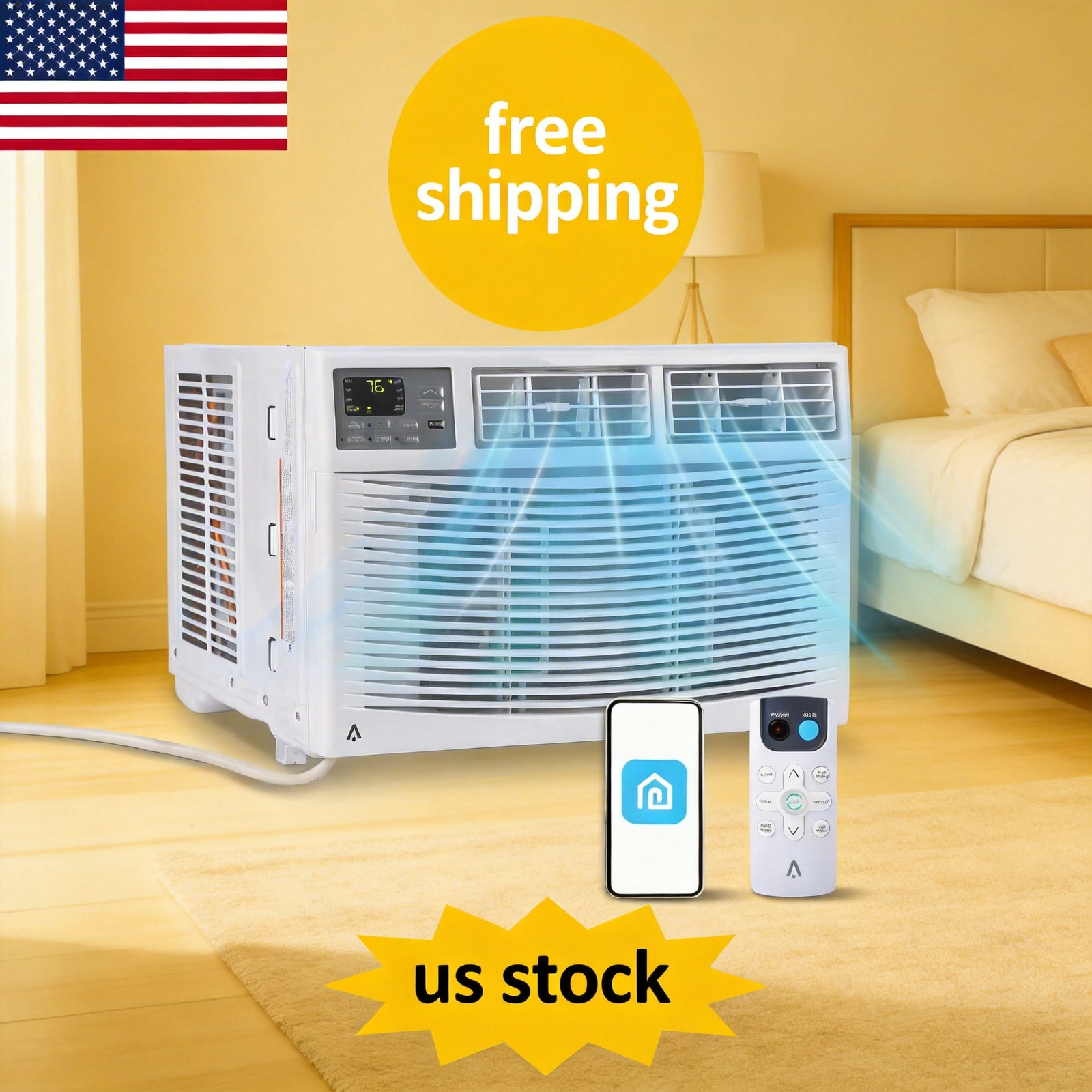 10000 BTU Window Air Conditioner with Remote, Cools Rooms 3 Cooling & Fan SpeedS