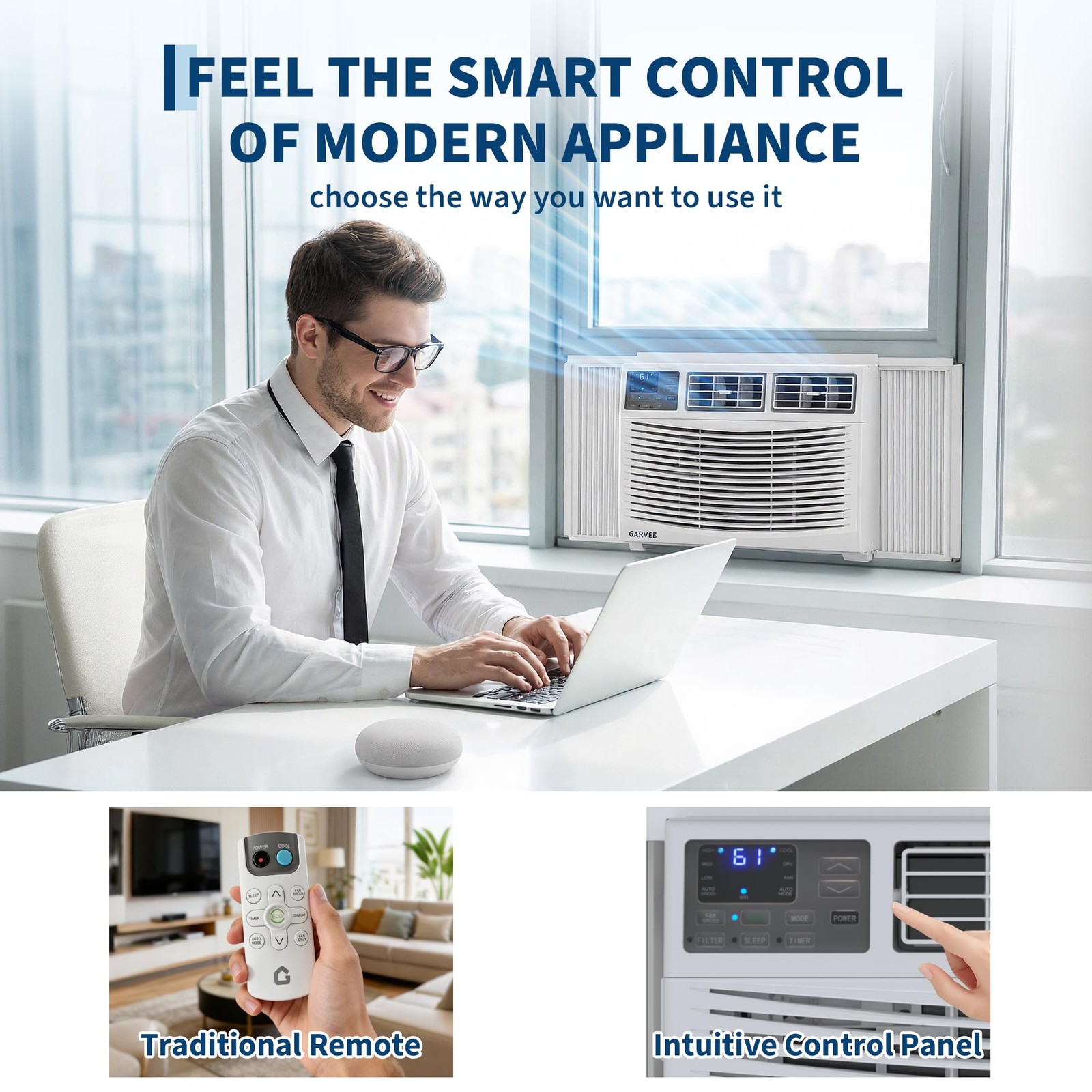 10000 BTU Window Air Conditioner w/Remote,Cools Rooms 3 Cooling & Fan Speeds 10K