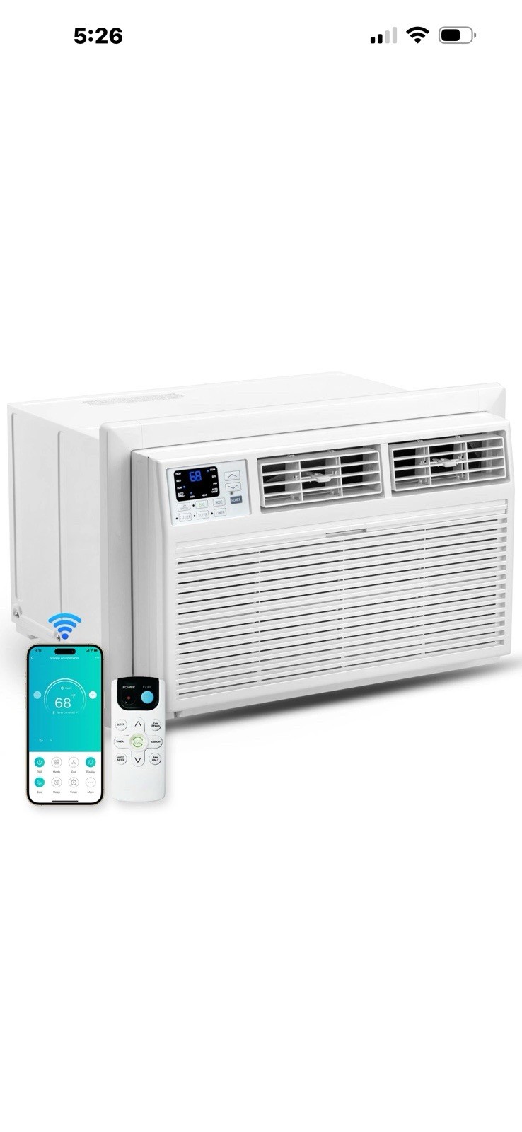 ROVSUN Window/Wall Air Conditioner 8000-14000 BTU White Remote App Control Wi-Fi
