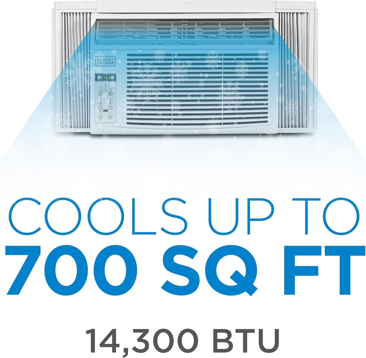 BLACK+DECKER Window Air Conditioner 14300 BTU, AC Window Unit Cools up to 700 Sq