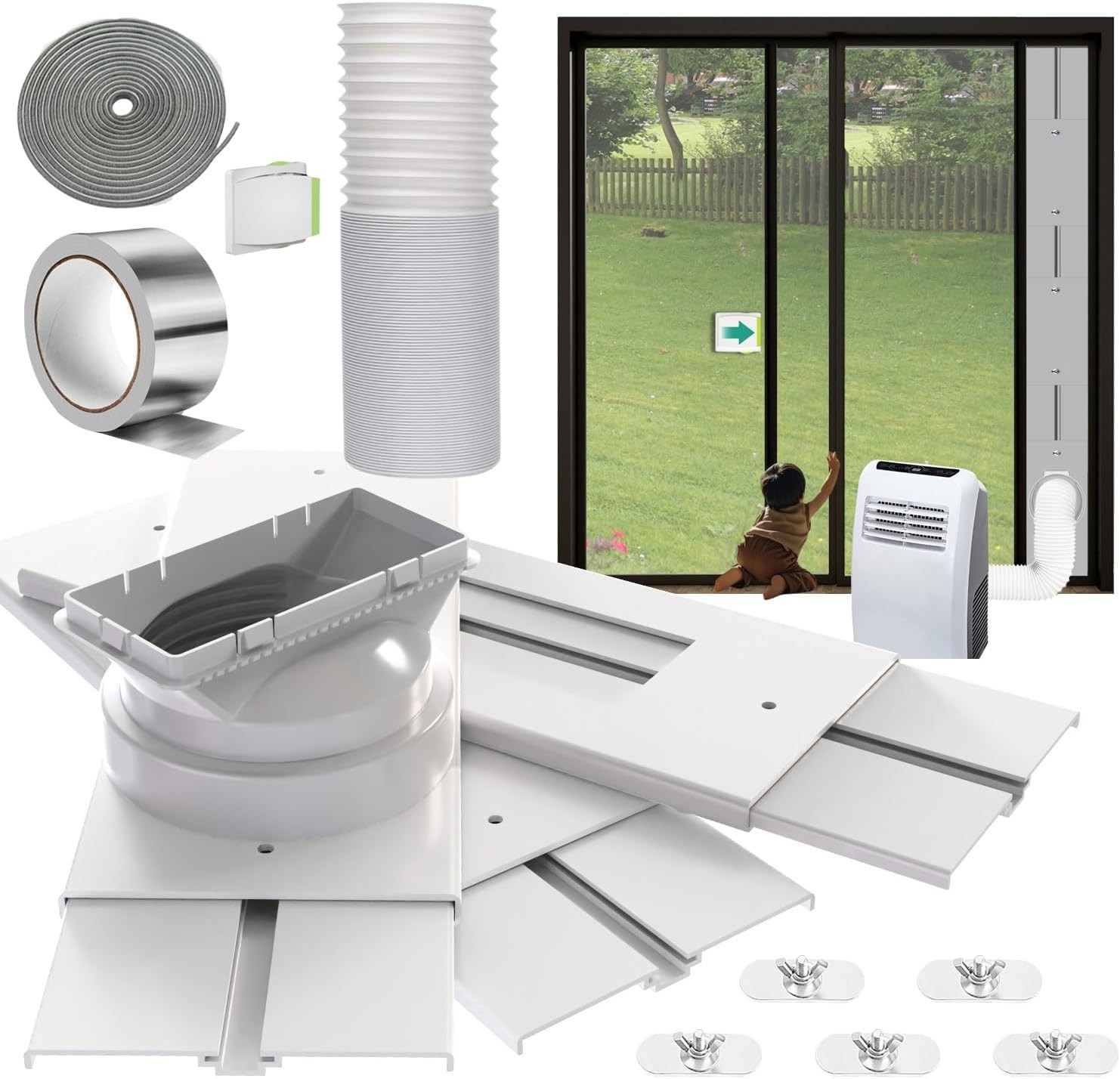 Universal Portable AC Vent Kit – Easy Setup, Security Lock & Weather Stripping