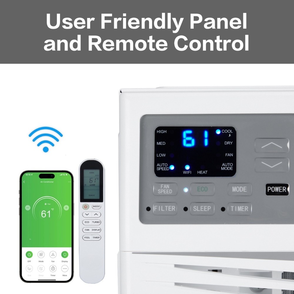 8,000 BTU 115-Volt Smart Window Air Conditioner With Heat Remote & APP Control