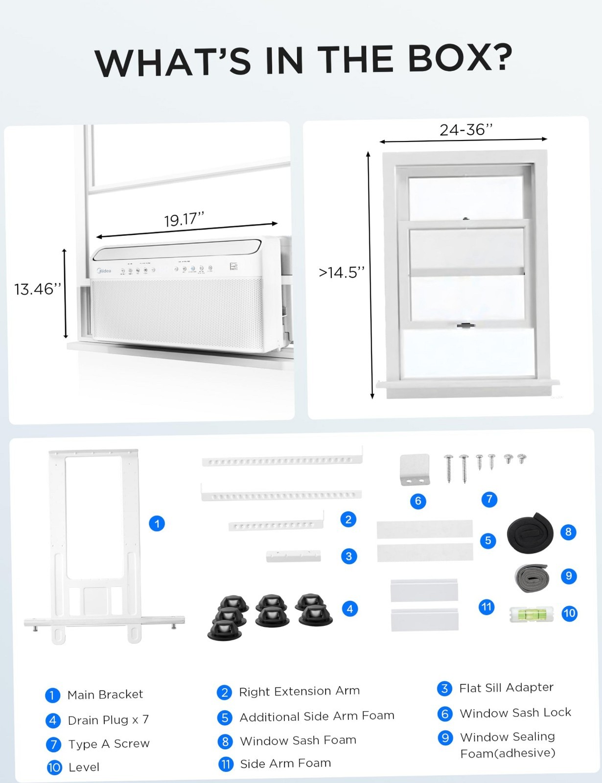 Midea 8,000 BTU U Shaped Smart Inverter Window Air Conditioner -Cools 350 Sq Ft.