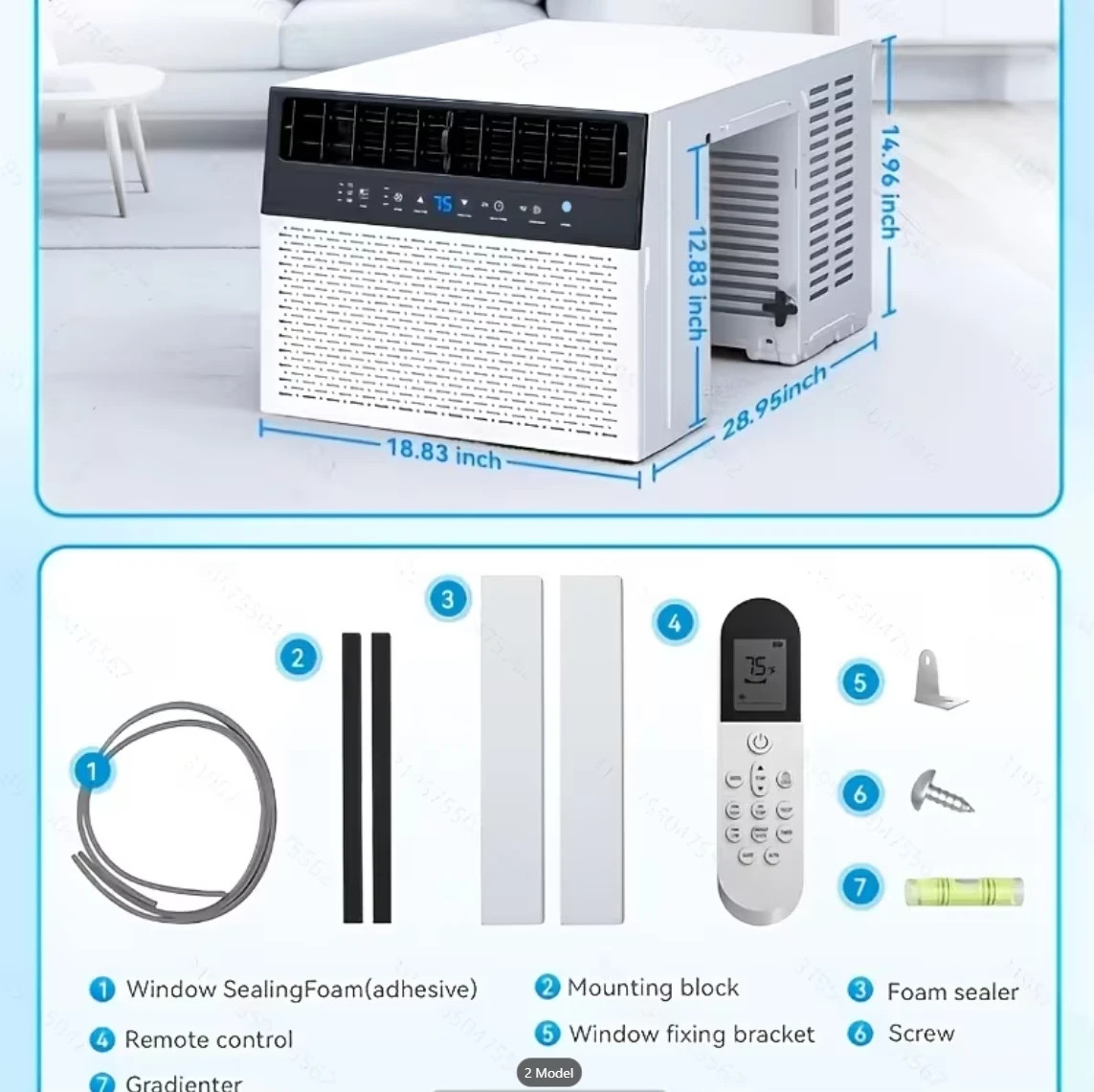 Energy-Saving Window Air Conditioner 12000 BTU Unit, U-Shaped AC Unit