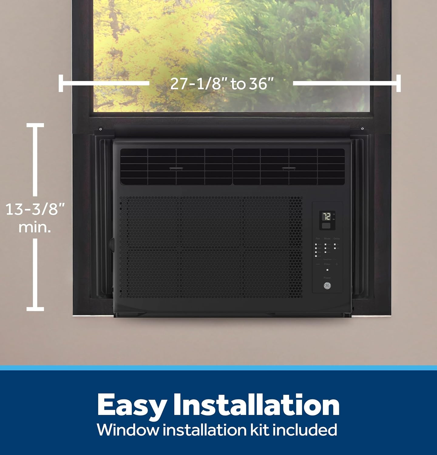 GE 6,000 BTU Electronic Window Air Conditioner, Black Compact AC Cools Rooms up