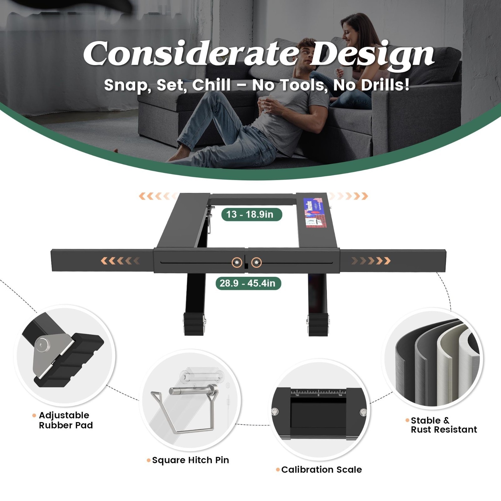 No-Drill Adjustable Window AC Bracket, Heavy-Duty Support for Single/Double Hung