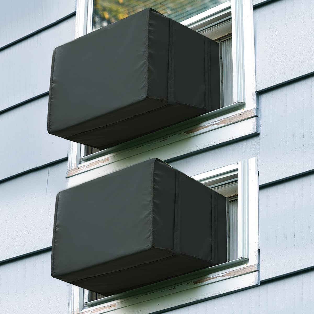 2 Pack Outdoor Window AC Unit Covers Black Waterproof Dust-Proof Insulation Prot