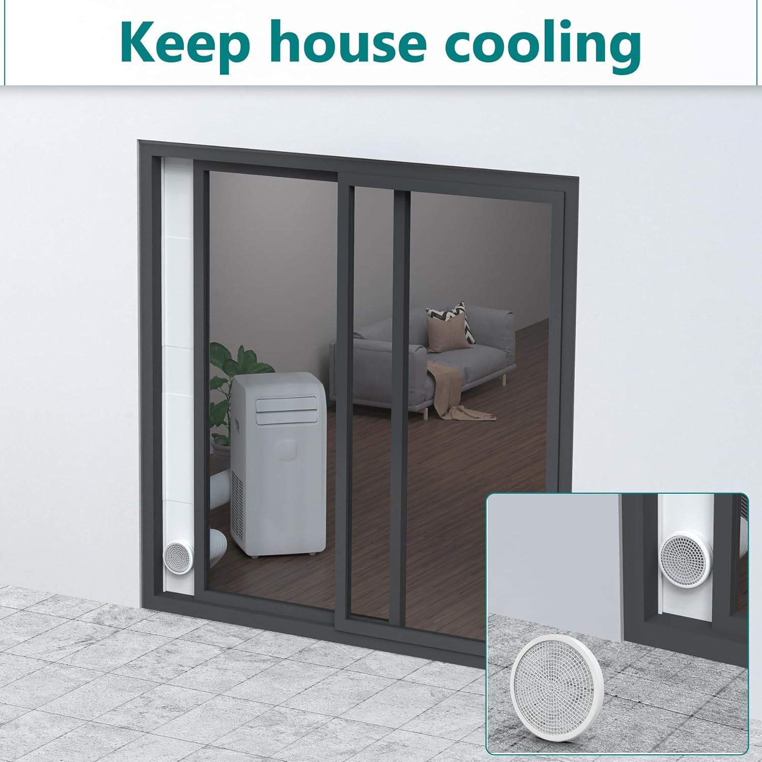 Daisypower Sliding Door Kit for Portable Air Conditioner,Adjustable Seal Panels