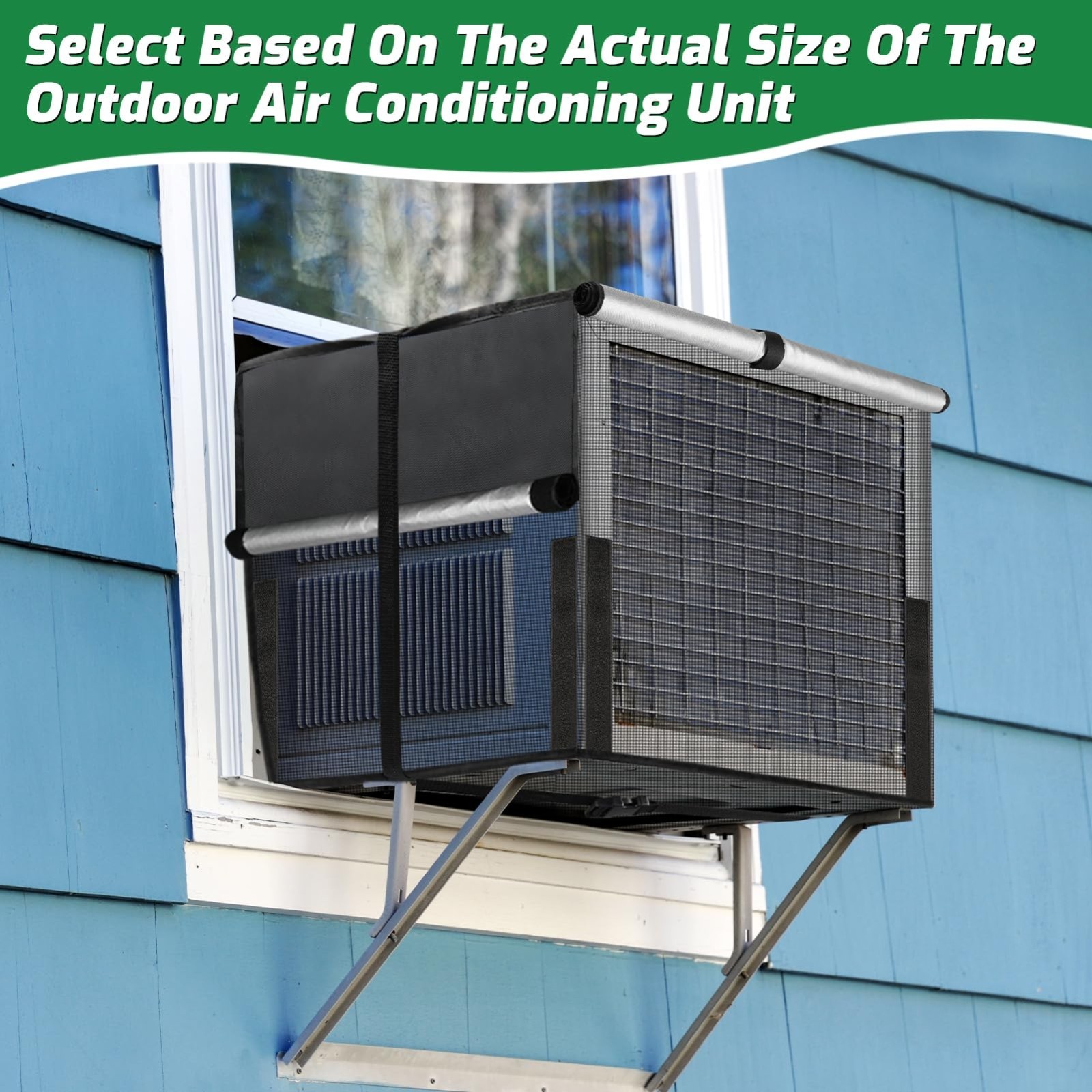Outdoor Mesh Window Air Conditioner Cover – Waterproof, Dustproof, Insect Protec