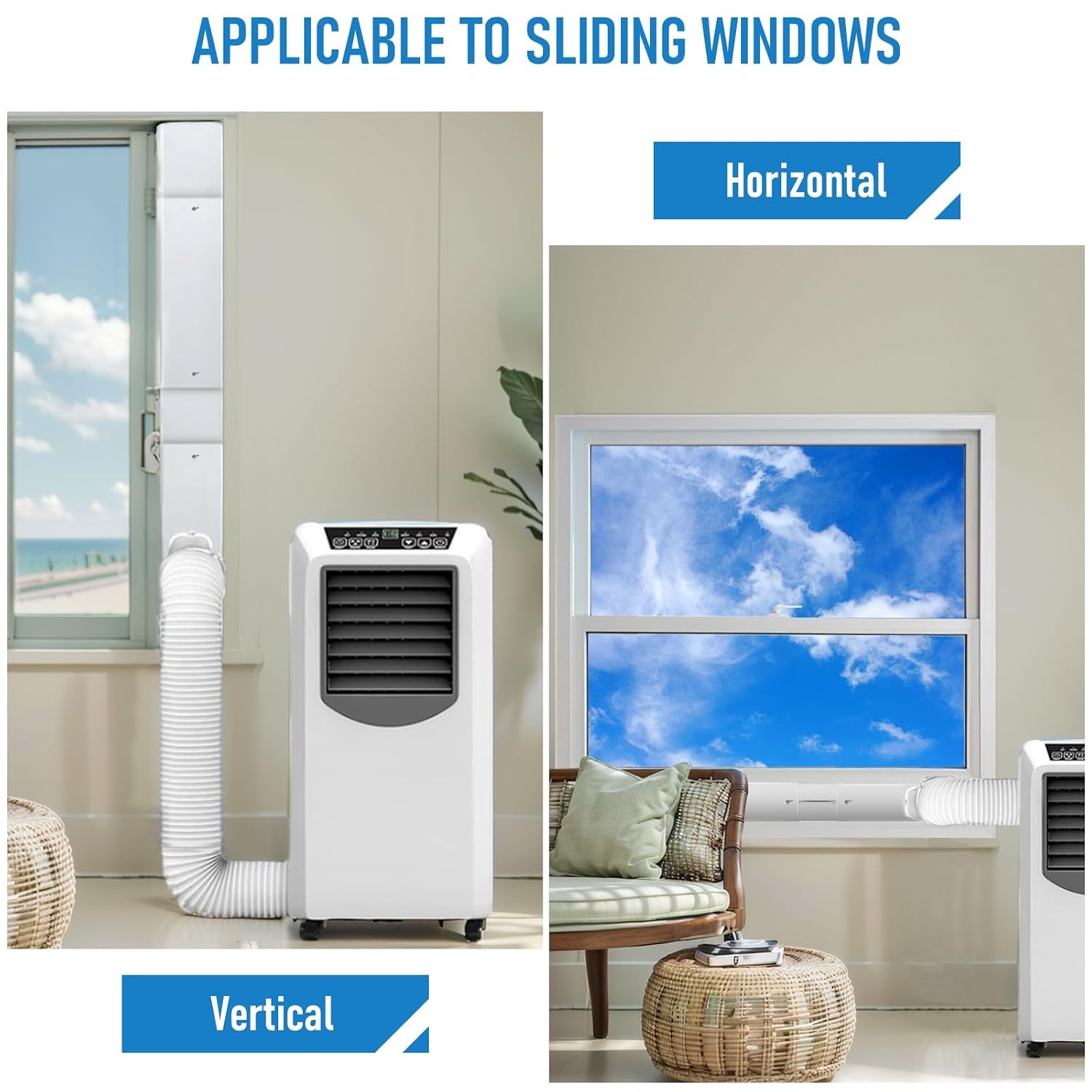 Portable Air Conditioner Window Vent Kit with 5.9″ Exhaust Hose for Portable AC