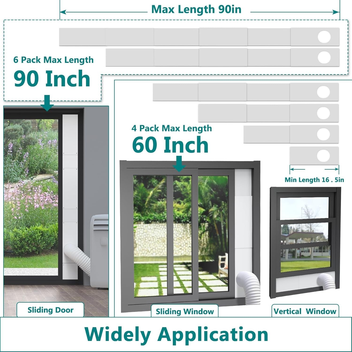 Daisypower Sliding Door Kit for Portable Air Conditioner,Adjustable Seal Panels