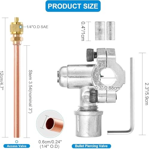Service Access Valves Kit, 20PC Access Service Valve 1/4” SAE x 1/4” OD x