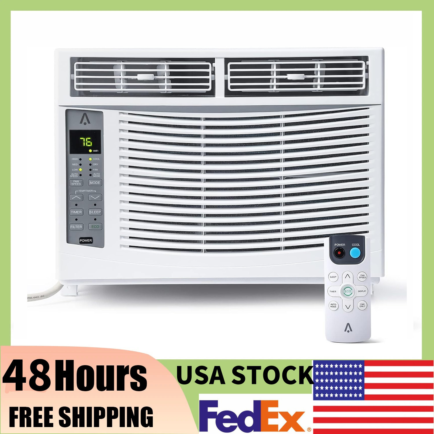 6000 BTU WiFi Window Air Conditioner AC Unit W/App & Remote 350 Sq Ft 115V/60Hz