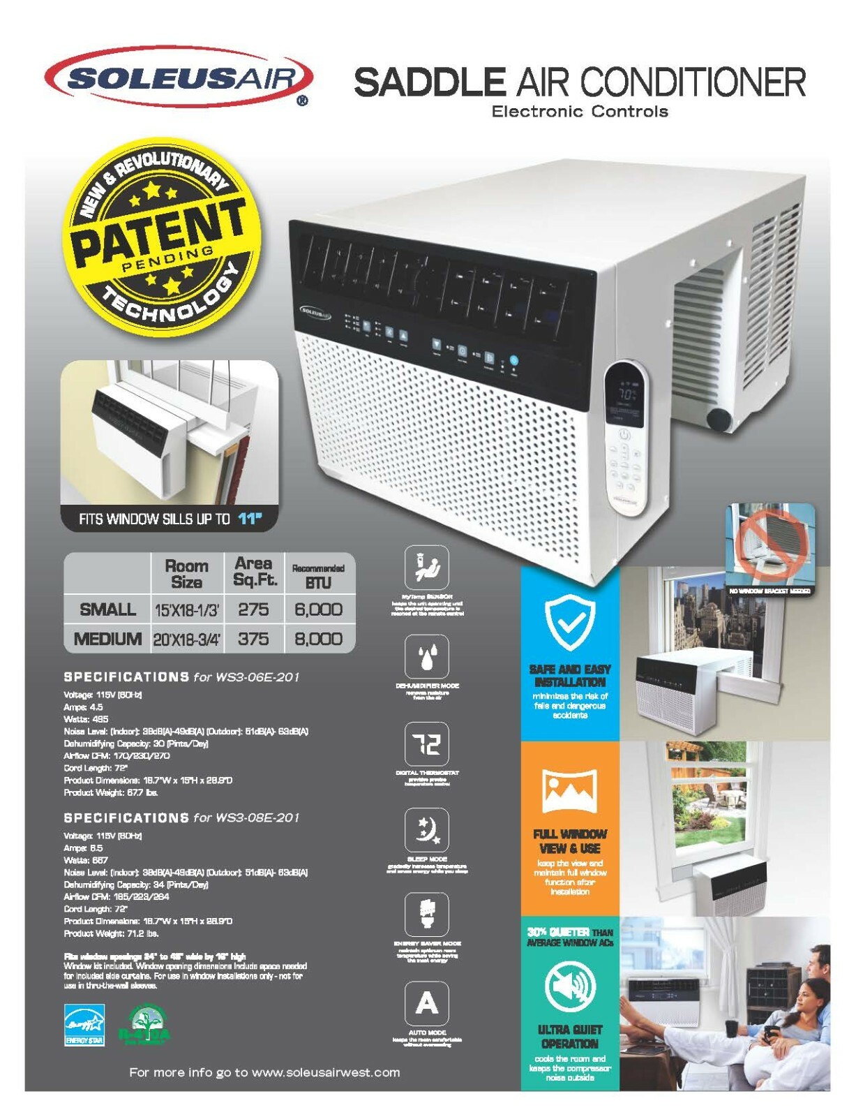 Refurbished 10000 BTU(ASHRAE) Saddle Window Air Conditioner Cools to 275 sq.ft.