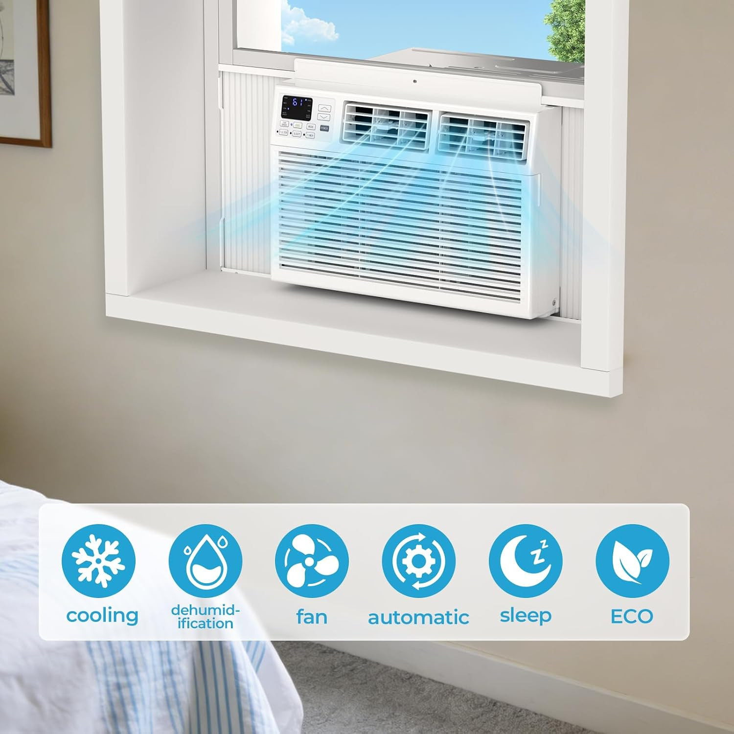 8000 Btu Window Air Conditioner,Ac Window Unit up to 350 Sq.Ft,24H Timer,Remote