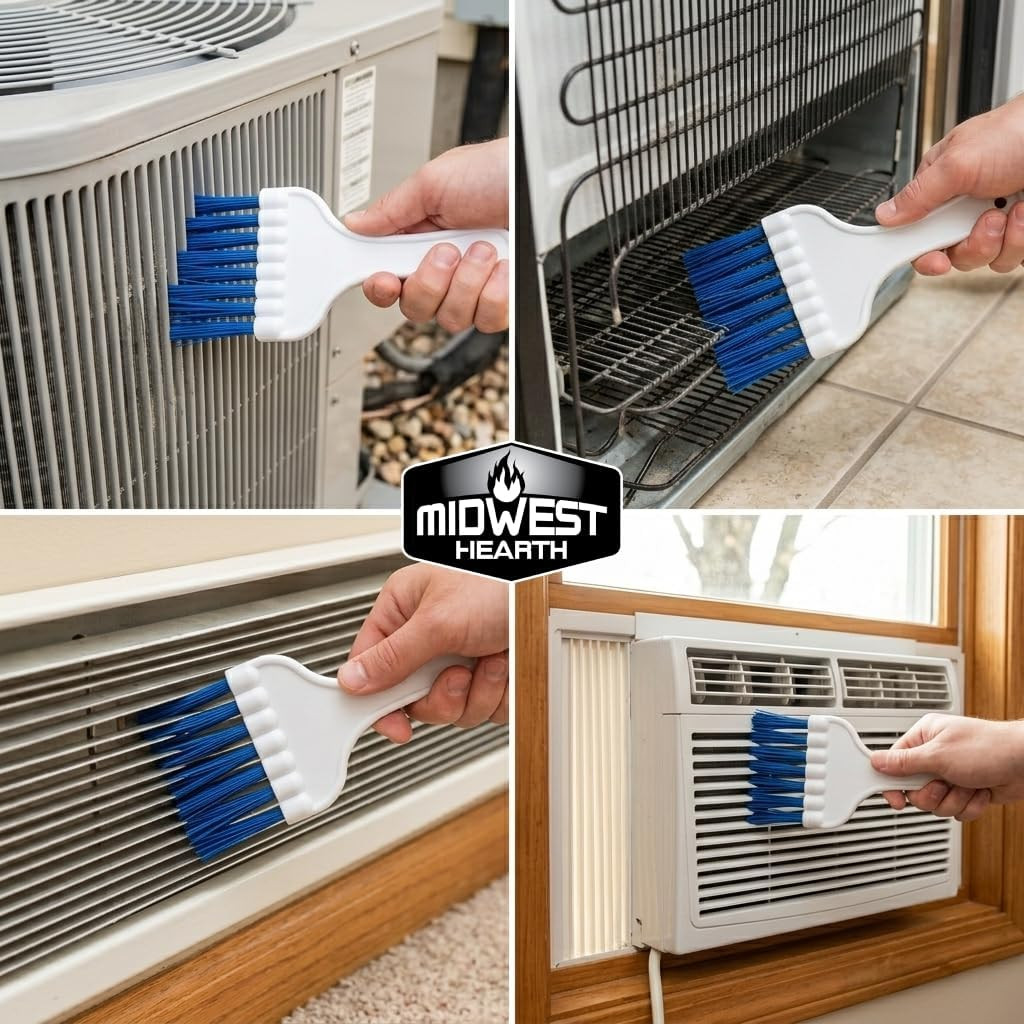Air Conditioner & Refrigerator Coil Cleaning Brush – Long Bristle HVAC Fin Clean