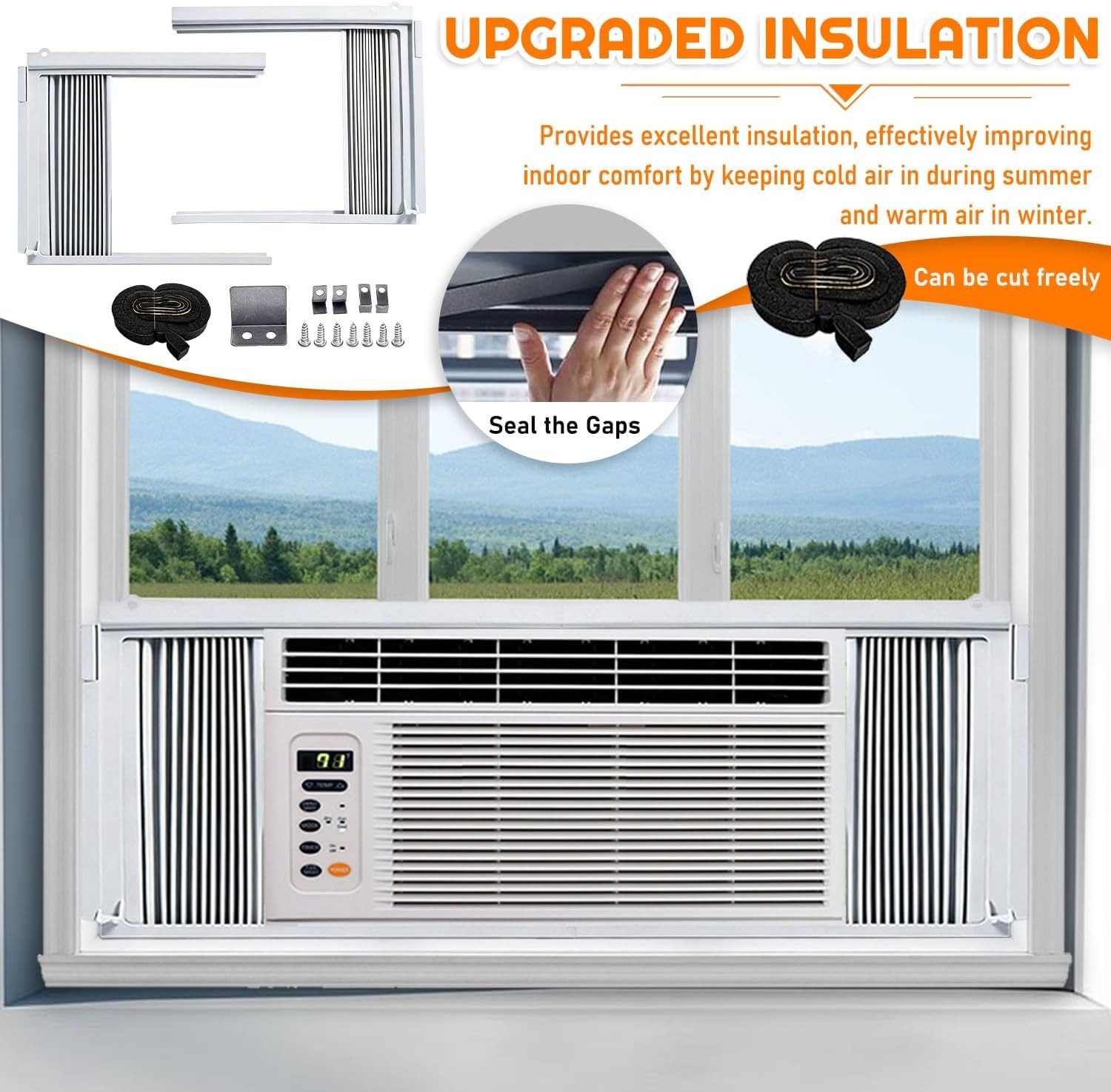 Window Air Conditioner Side Panel with Frame | Universal Window AC Accordion …