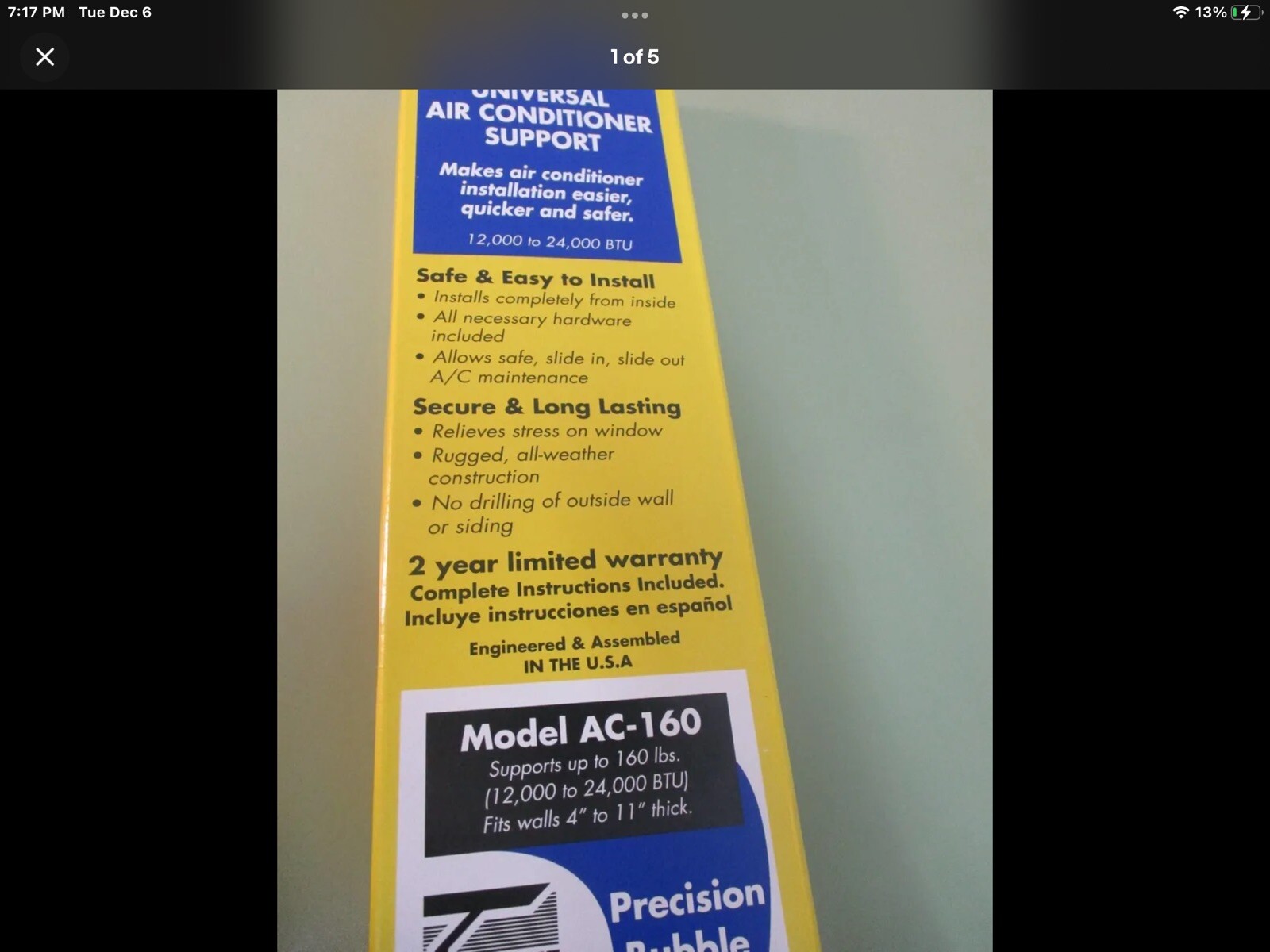Universal A/C Support Bundle -Bracket w/ Interior & Exterior Covers