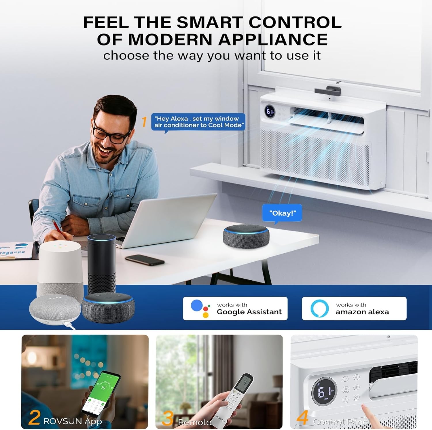 8000 BTU 350 Sq.Ft. Inverter Window Air Conditioner Remote Wifi Installation Kit
