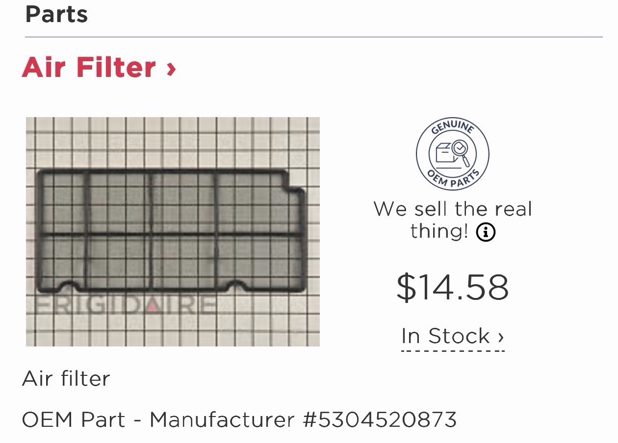 Frigidaire Window Air Conditioner Front Panel & Air Filter OEM 5304520873