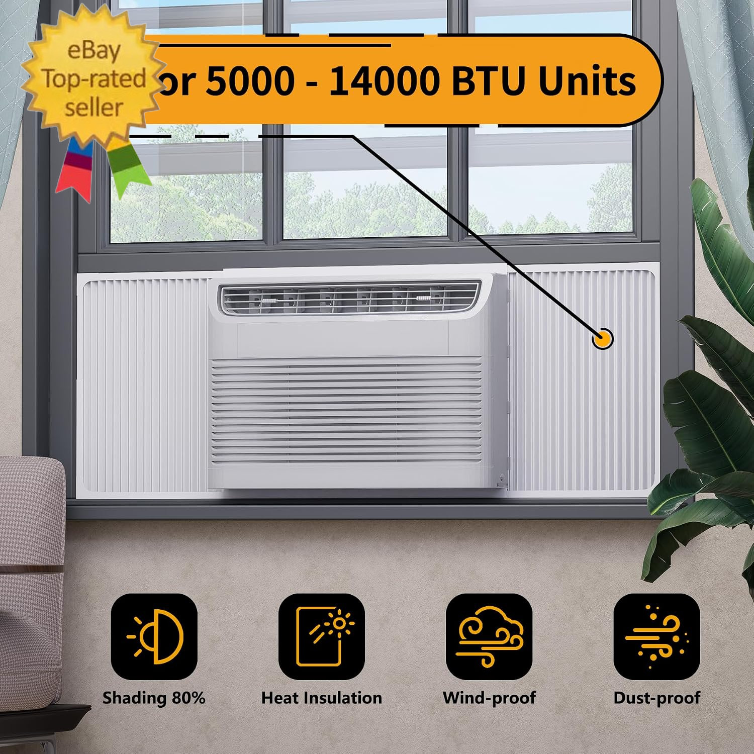 Adjustable Window Air Conditioner Side Panels and Frame Set,Extra Wide Window AC