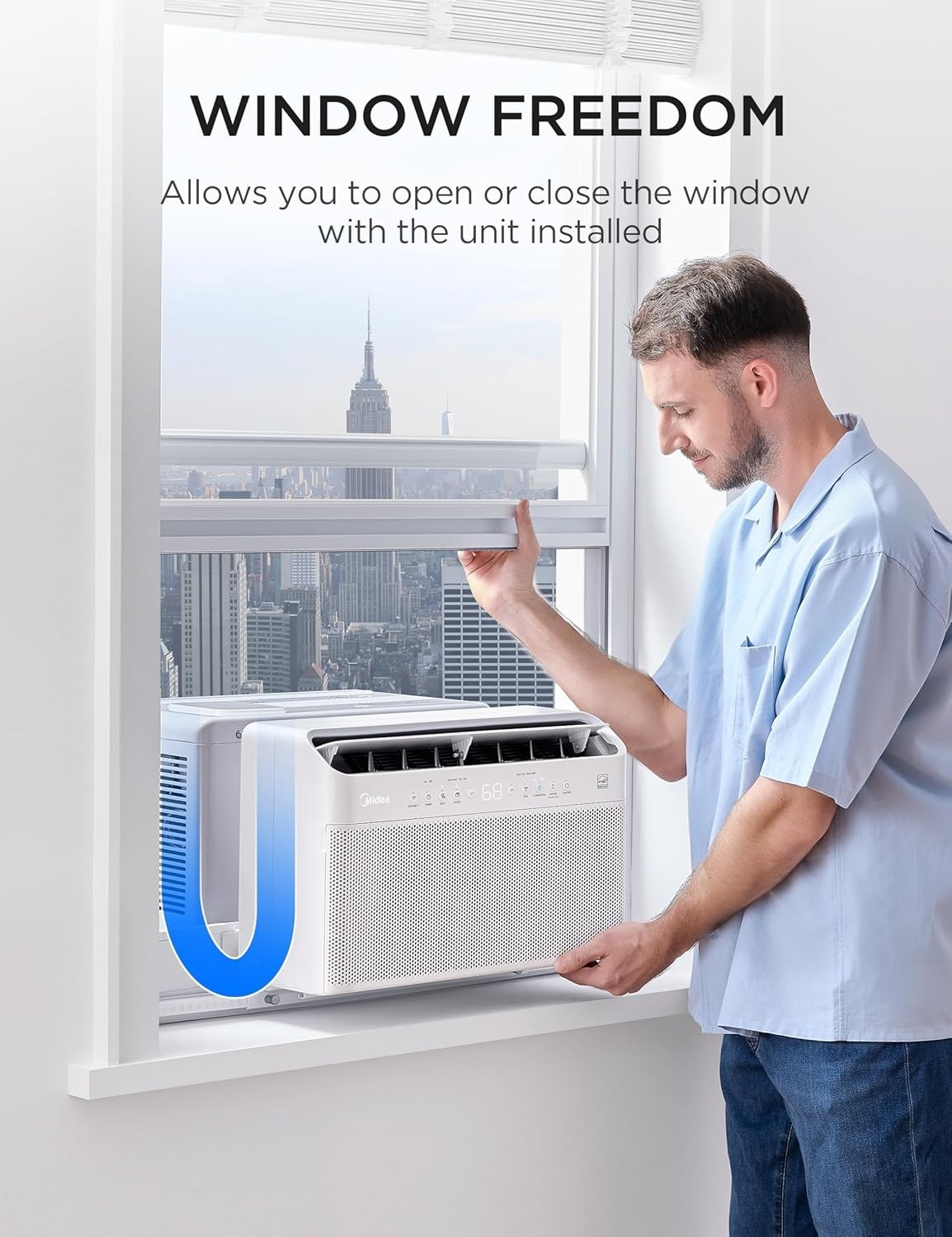 Energy-Saving U-Shaped Smart Inverter Window AC for 250 sq ft