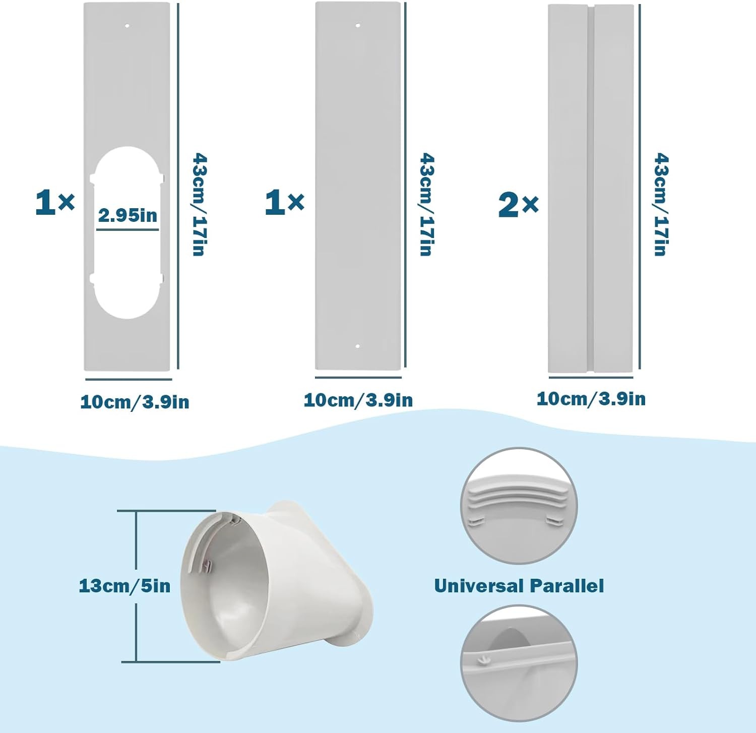 Portable Air Conditioner Window Vent Kit 5.1 Inch Diameter 59 Inch Length