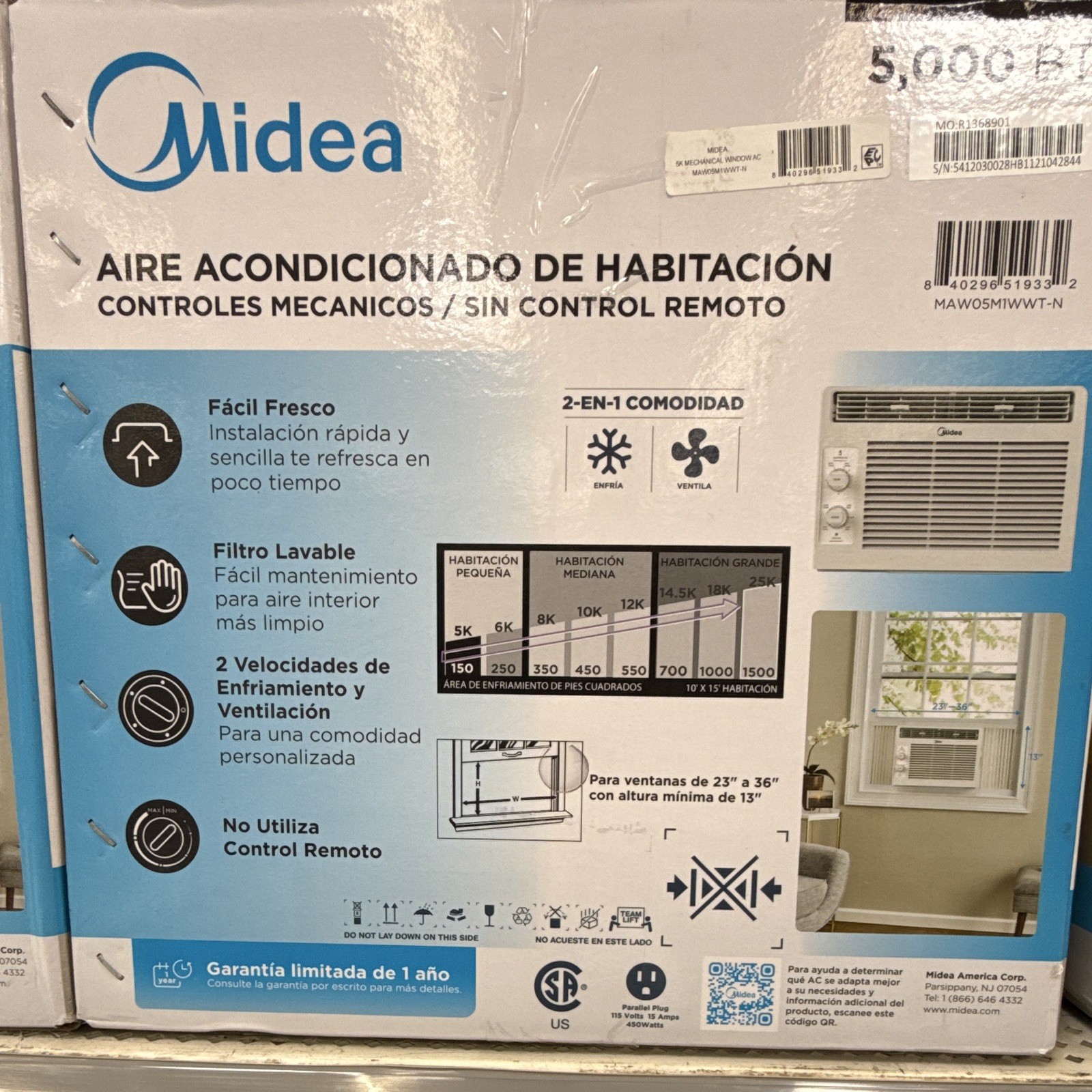Midea 5,000 BTU Window AC Mechanical Controls MAW05M1WWT-N