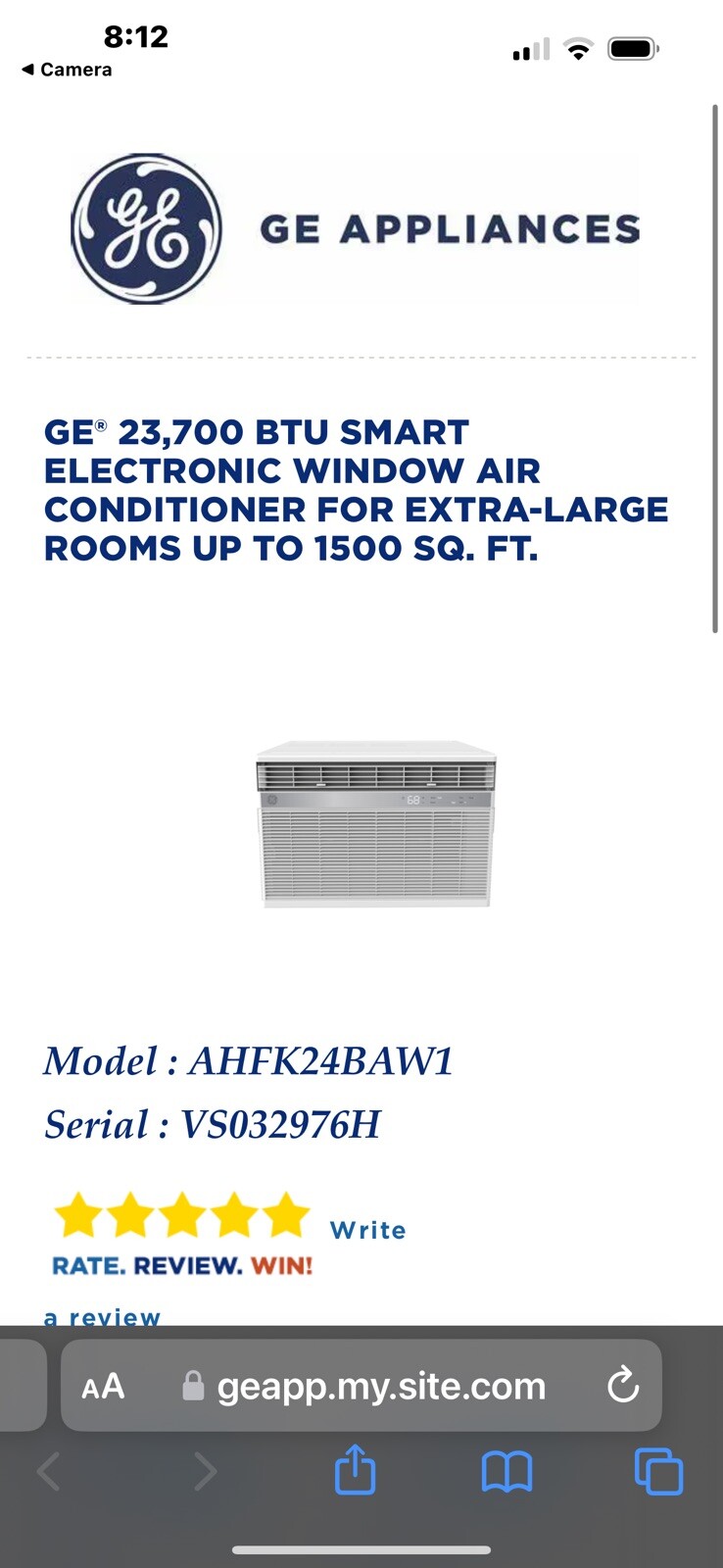 GE AC window Unit 23,700 BTU