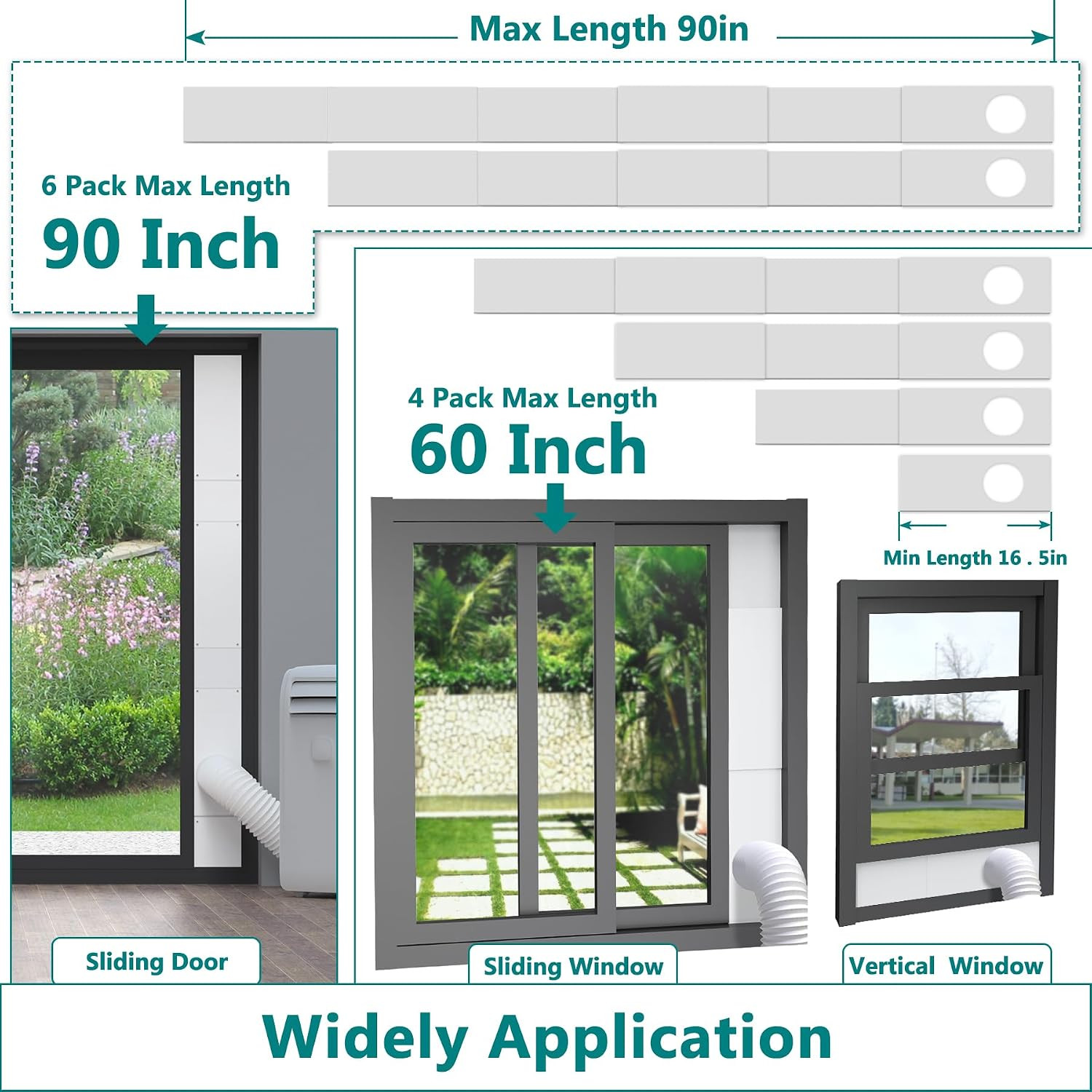 Sliding Door Kit for Portable Air Conditioner,Adjustable Seal Panels
