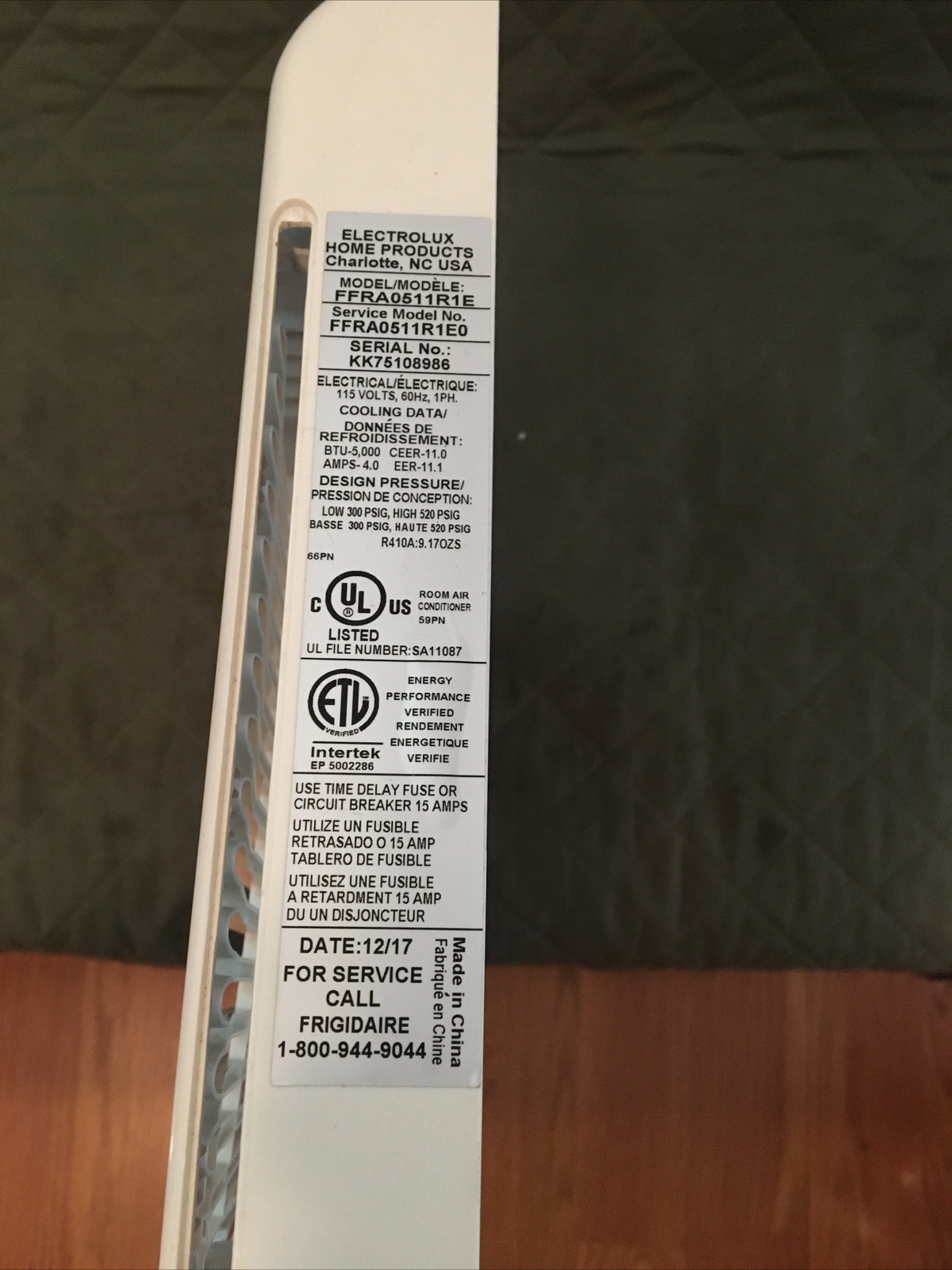 FRIGIDAIRE FFRA0511Q1/FFRA0511R1 FFRA0511R1E Front Panel Frame 348×285 mm