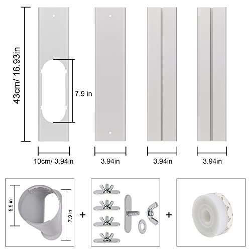 Portable Air Conditioner Window 5.9″ Diameter Kit & Exhaust Hose 59″ Length