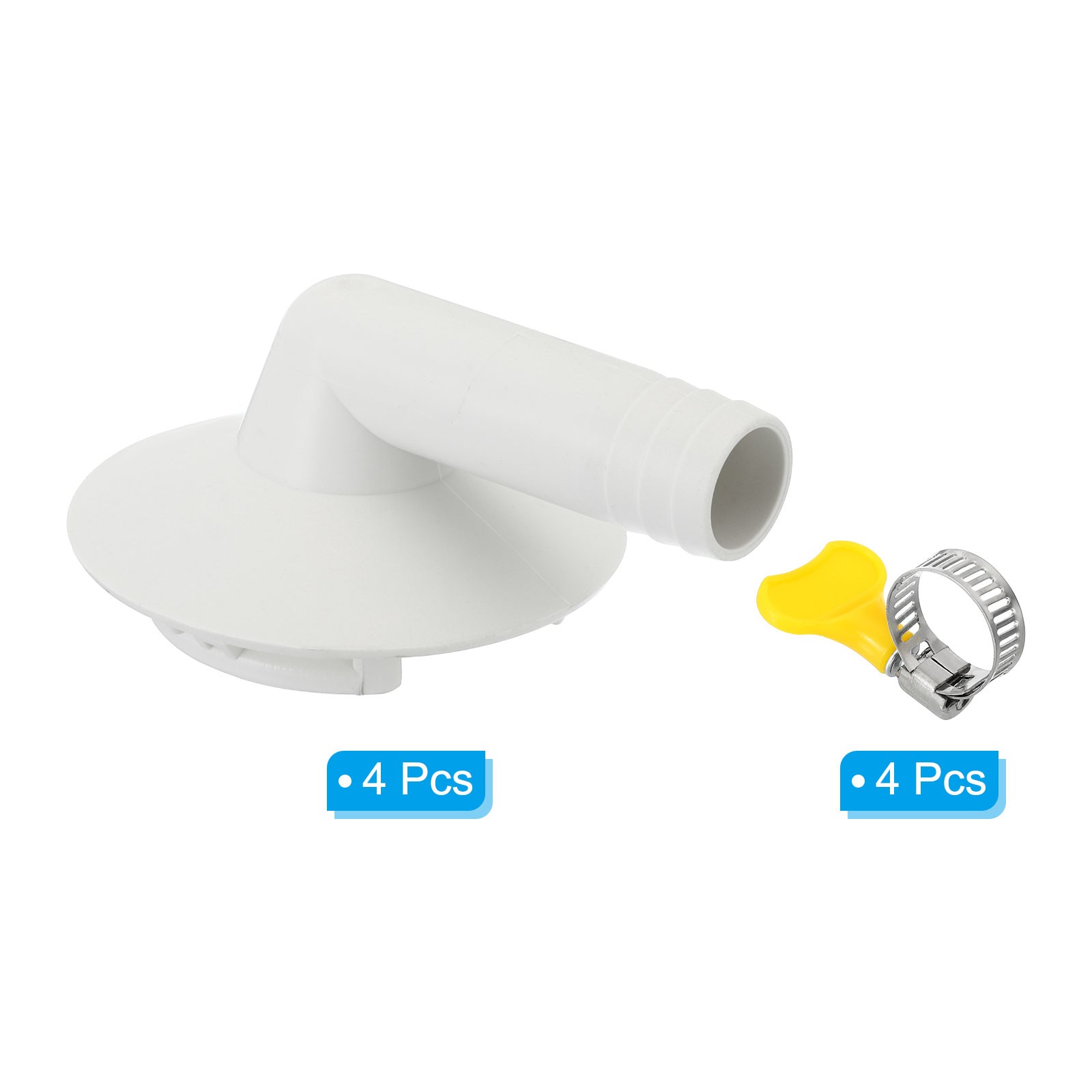 4 Pack 42mm Air Conditioner Drain Hose Connector with Clamp White Style 1