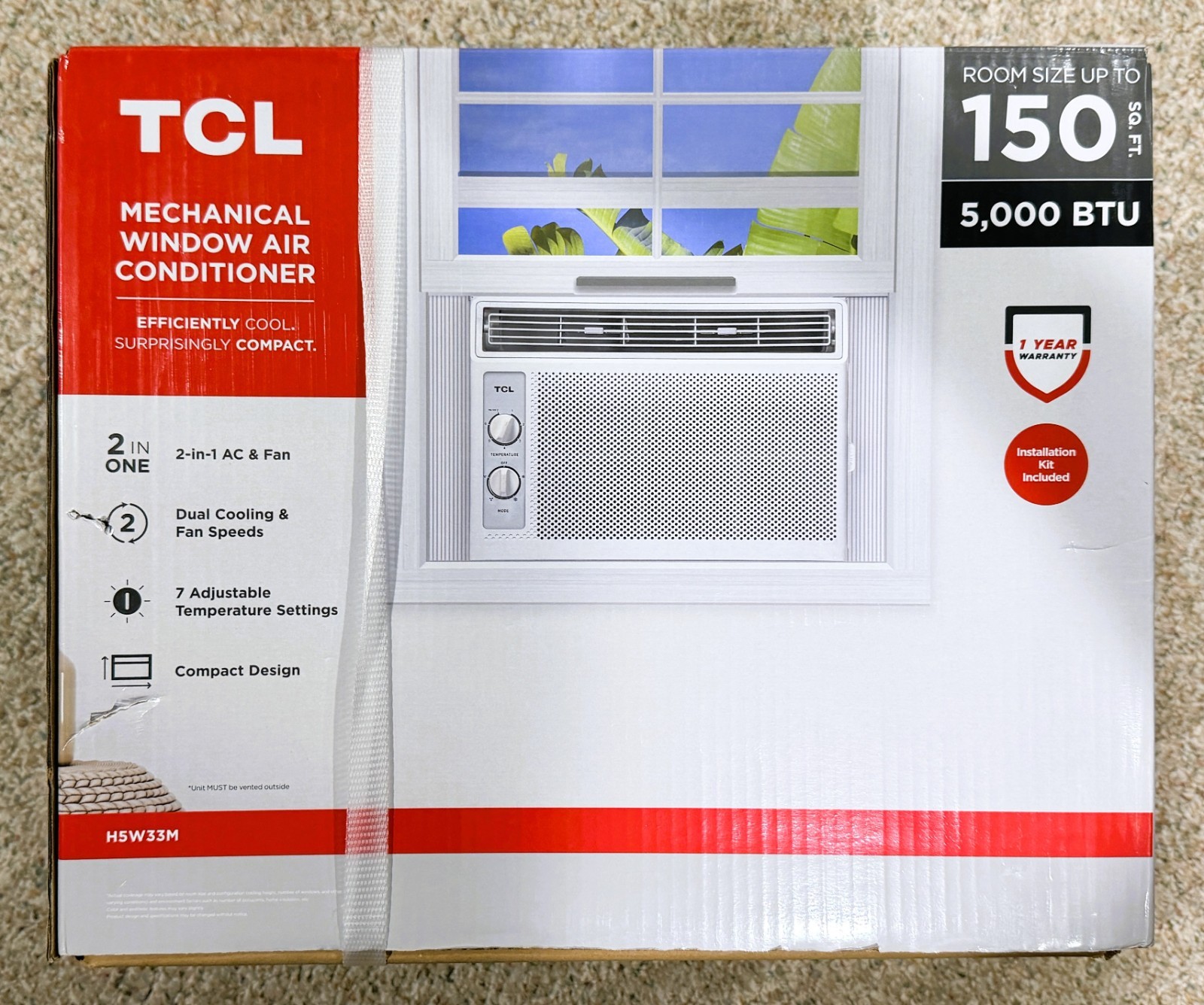 TCL H5W33M 5000 BTU Window Air Conditioner NEW