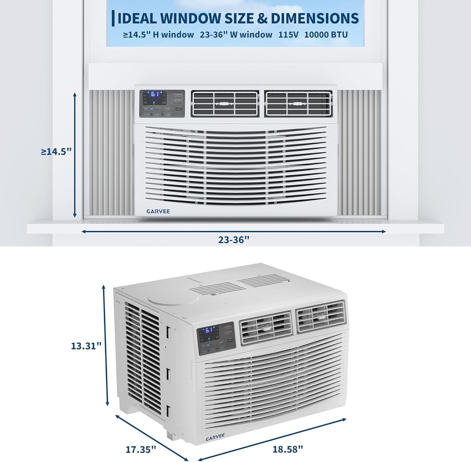 10000 BTU Window Air Conditioner Remote 3 Speeds Cool Fan for Rooms