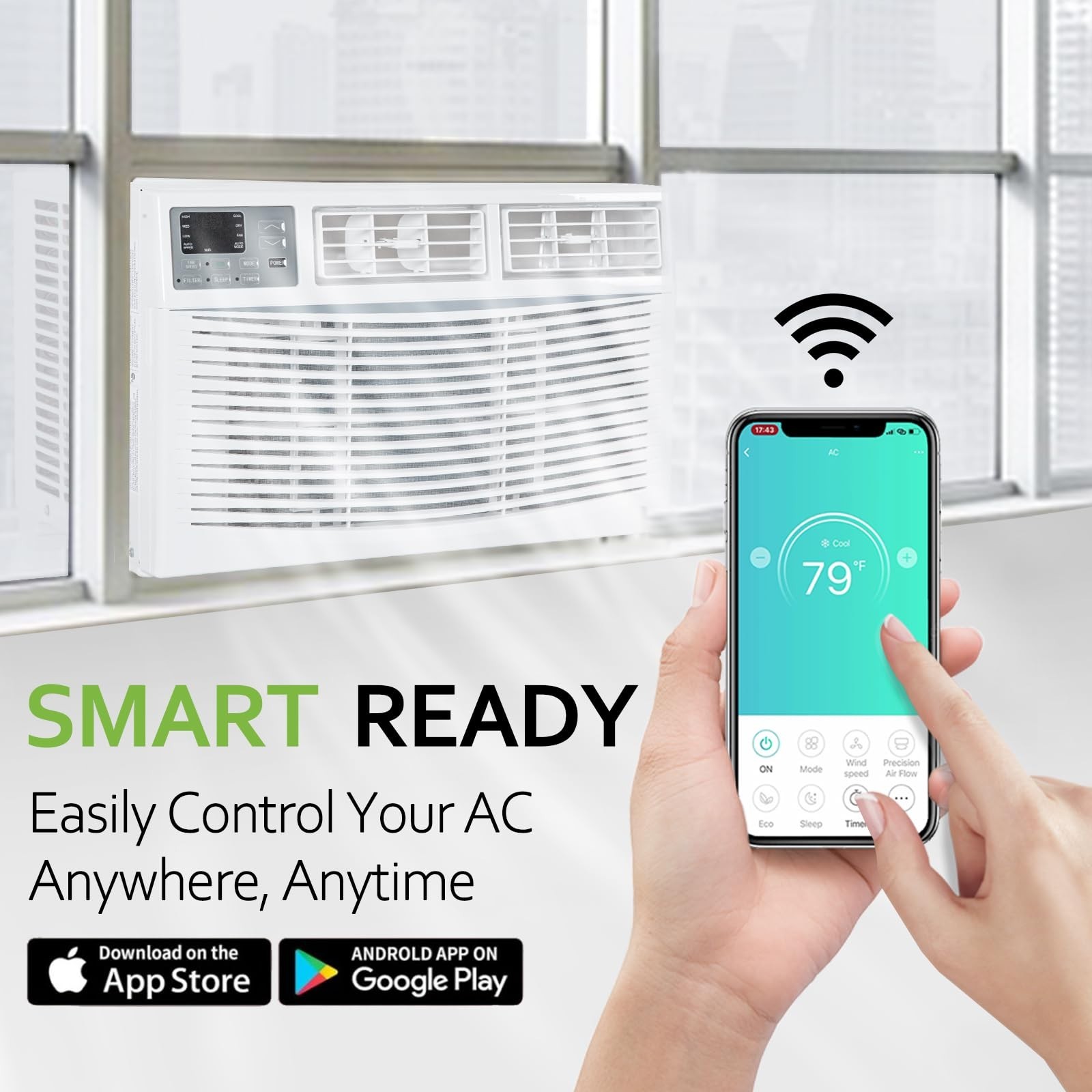 ACHAZEL 10,000 BTU WiFi Smart Window Air Conditioner Cools 350 Sq.Ft, 5 Modes