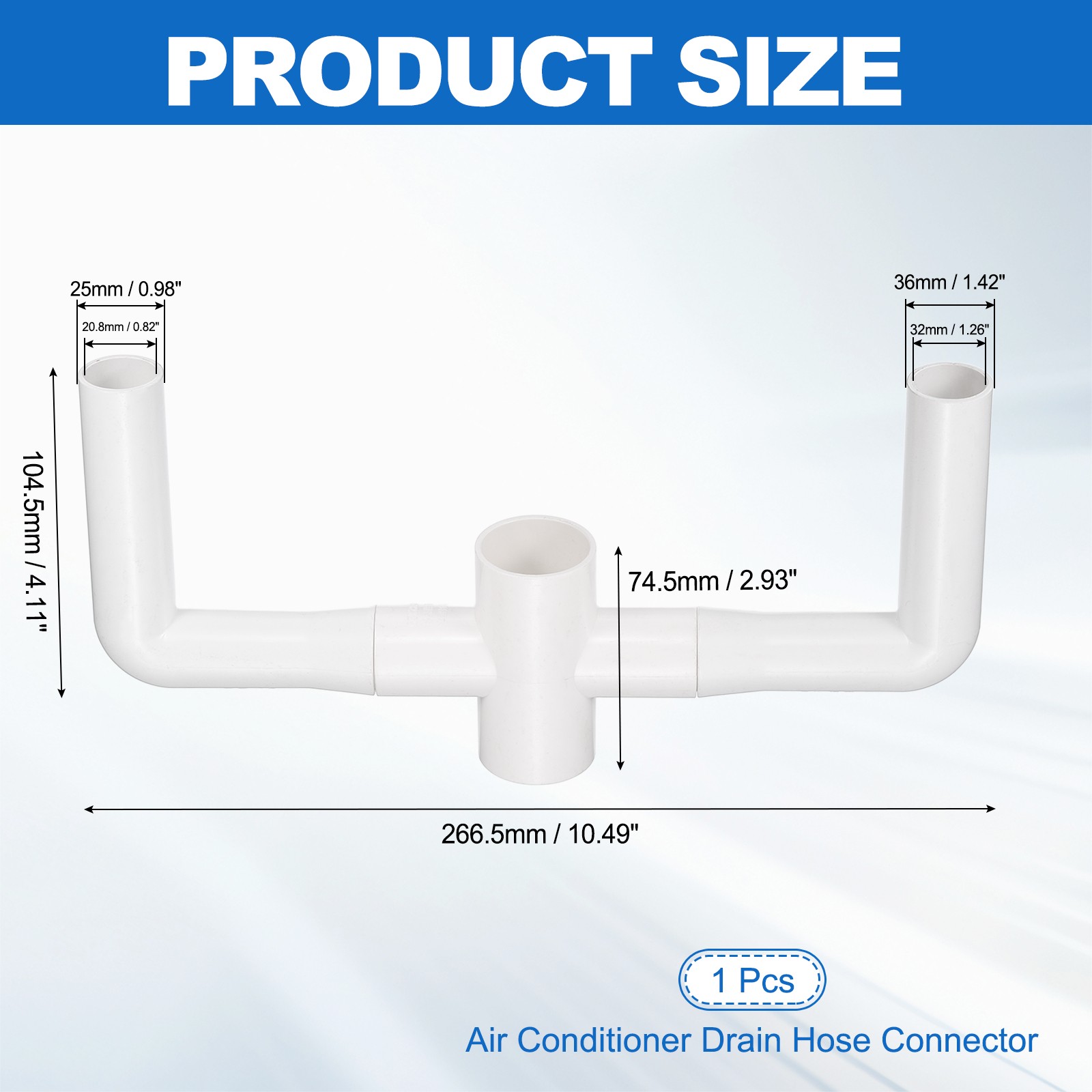 32x25mm PVC Four-Way Air Conditioner Drain Hose Connector, White