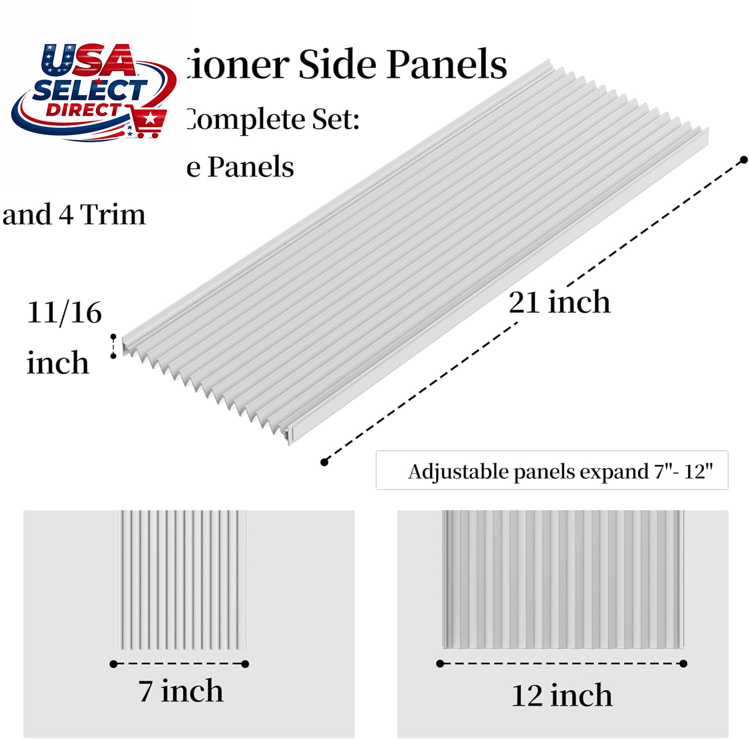 Adjustable Air Conditioner Side Panels 7″-12″ Universal Fit