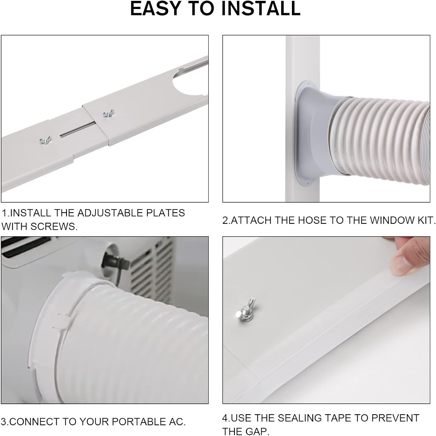 Efficient Portable A/C Exhaust Hose & Window Vent Kit – 59 Inch LengthIncluded