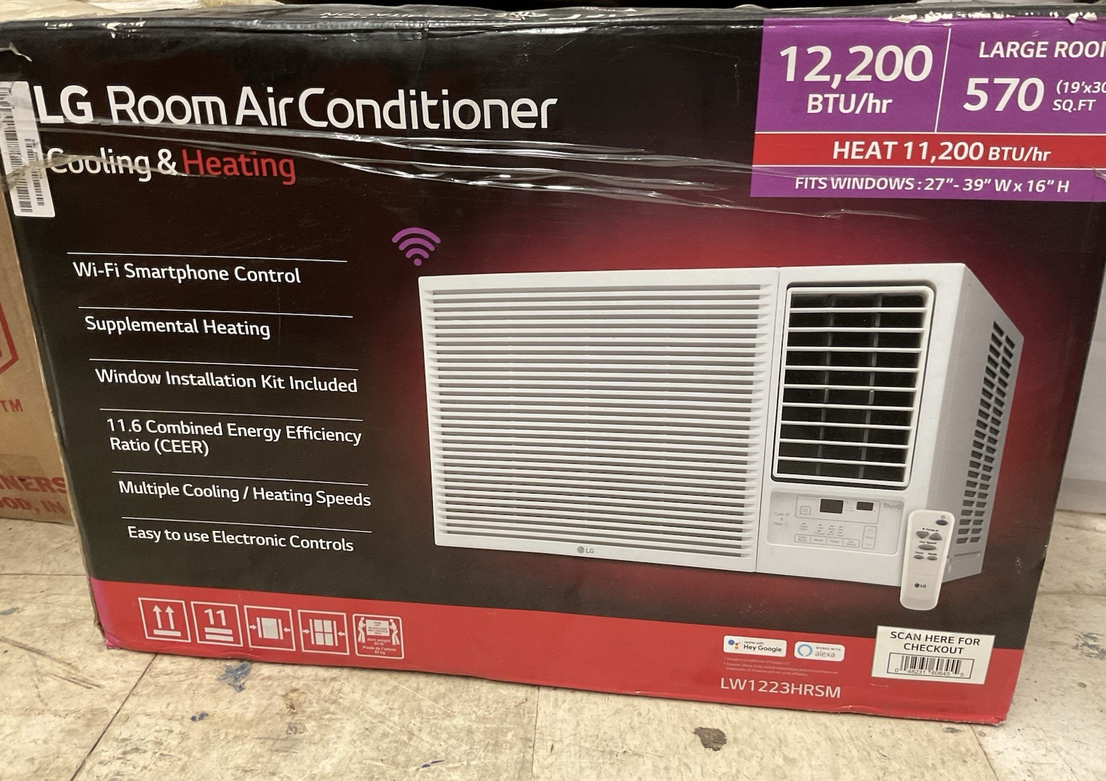 🎁 LG LW1823HR 12,200 BTU Window AC W/Heat, 570 Sq.FT LARGE ROOM 🆕OPEN BOX