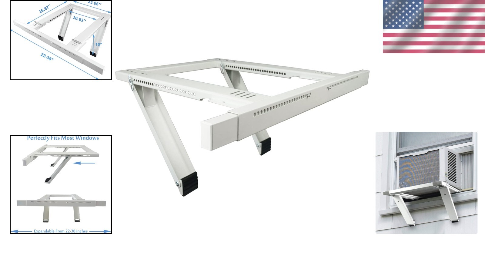 Adjustable AC Bracket for Windows – No Drill Installs, Up to 200 lbs Capacity