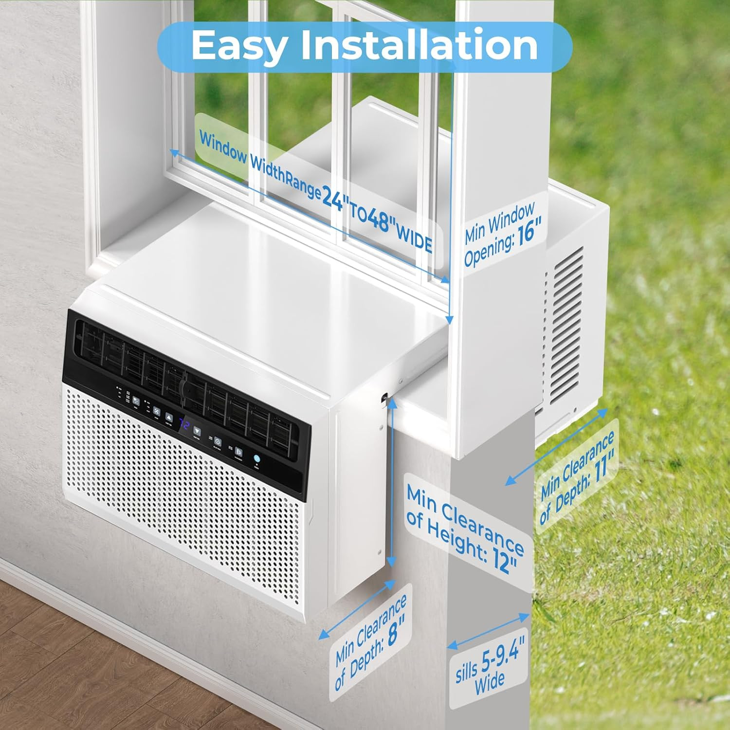 U-Shaped Window Air Conditioner,Window AC Unit Cools up to 450 Sq.Ft,Saddle Air