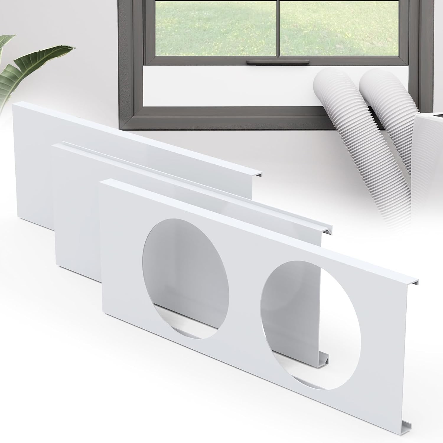 Dual Hose Portable Air Conditioner Window Kit 5″ Diameter Portable AC Window