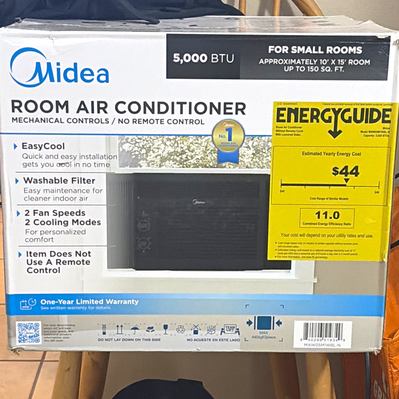 Midea 5000 BTU Window AC 115V Mechanical Controls 2-Speed Washable Filter