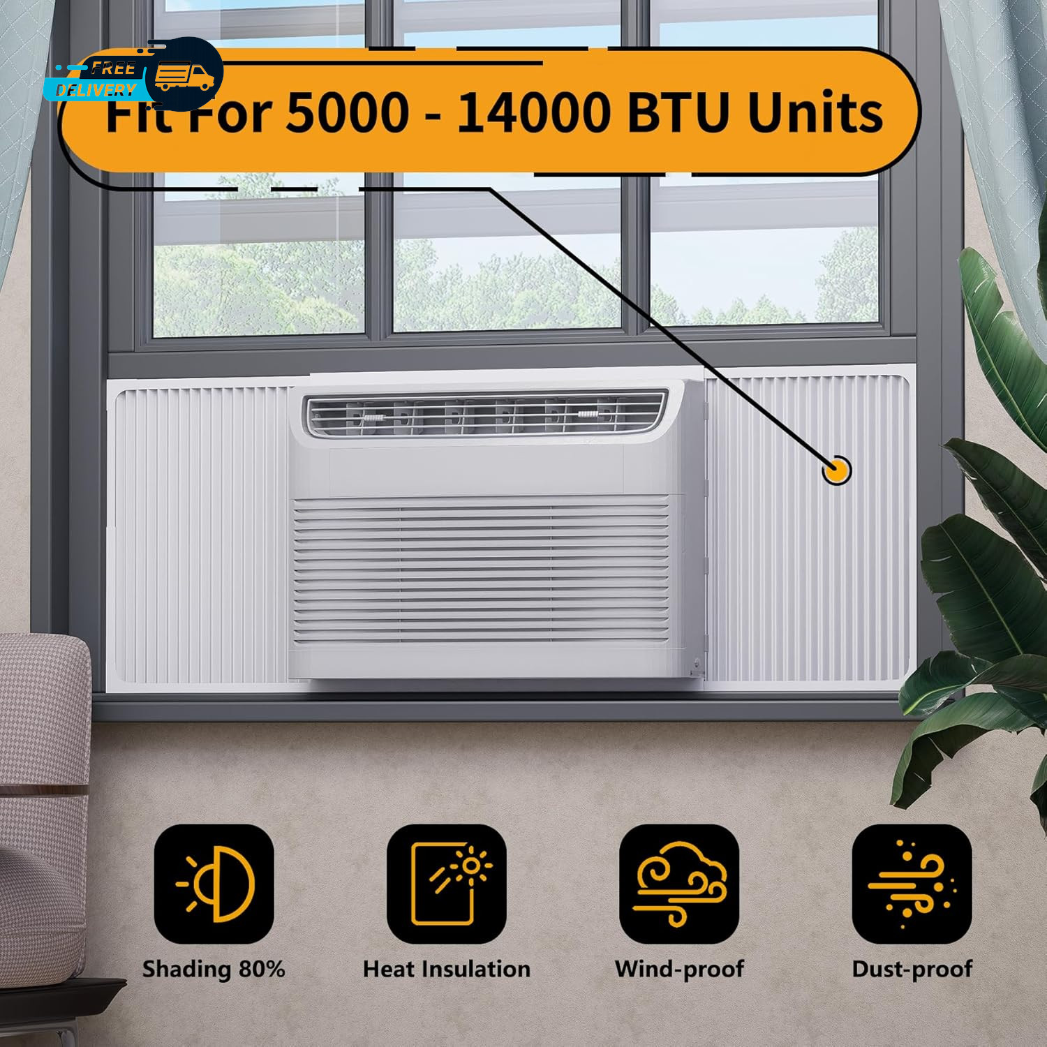 Adjustable Window Air Conditioner Side Panels and Frame Set Extra Wide