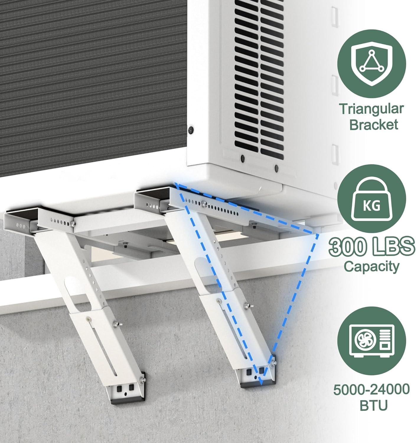 No-Drill 300 lbs Window AC Bracket with Anti-Slip Pads for Secure Installation