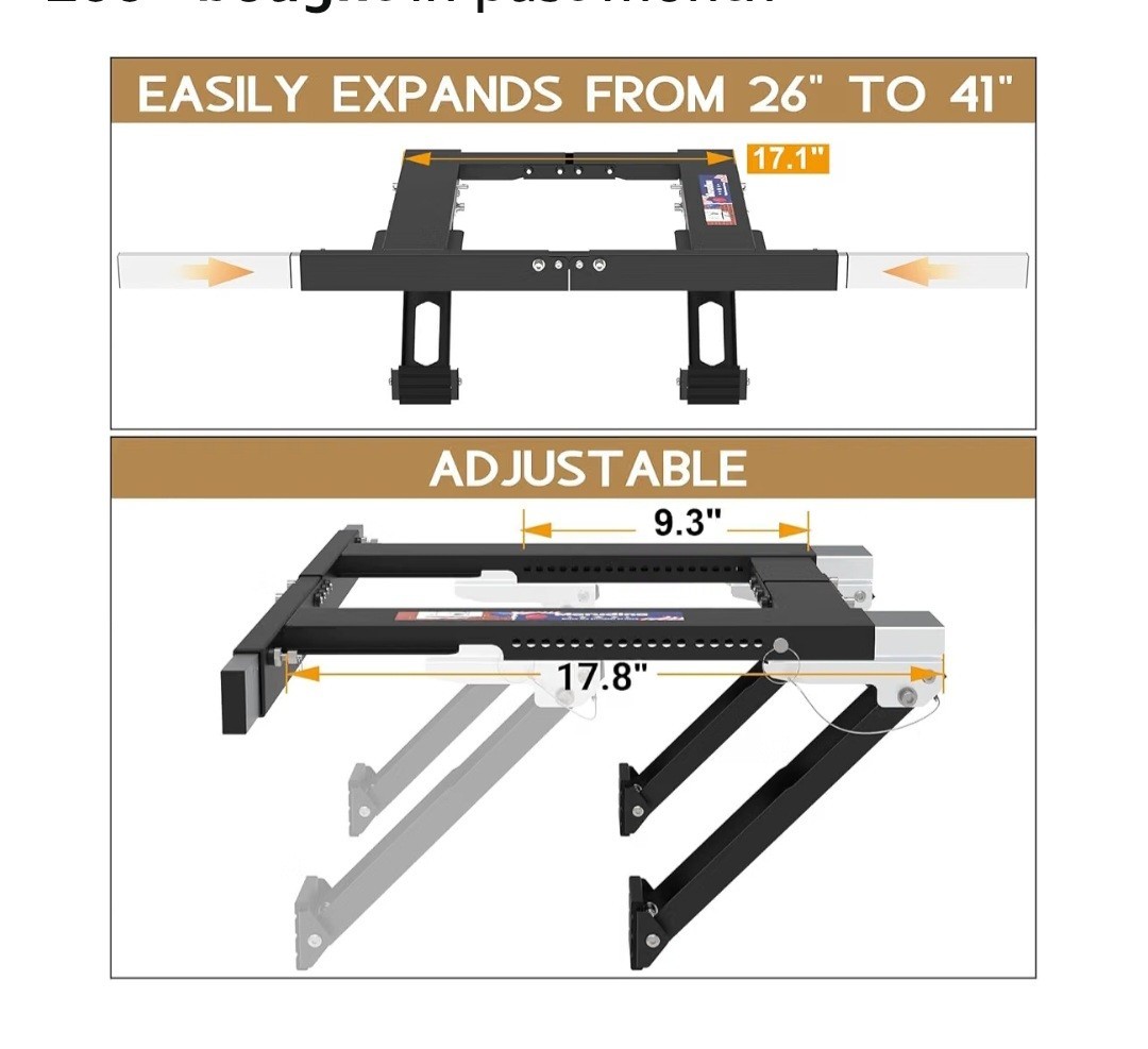 MARUDINA Adjustable Metal Window AC Support Bracket, Black, Expands 26-41 in