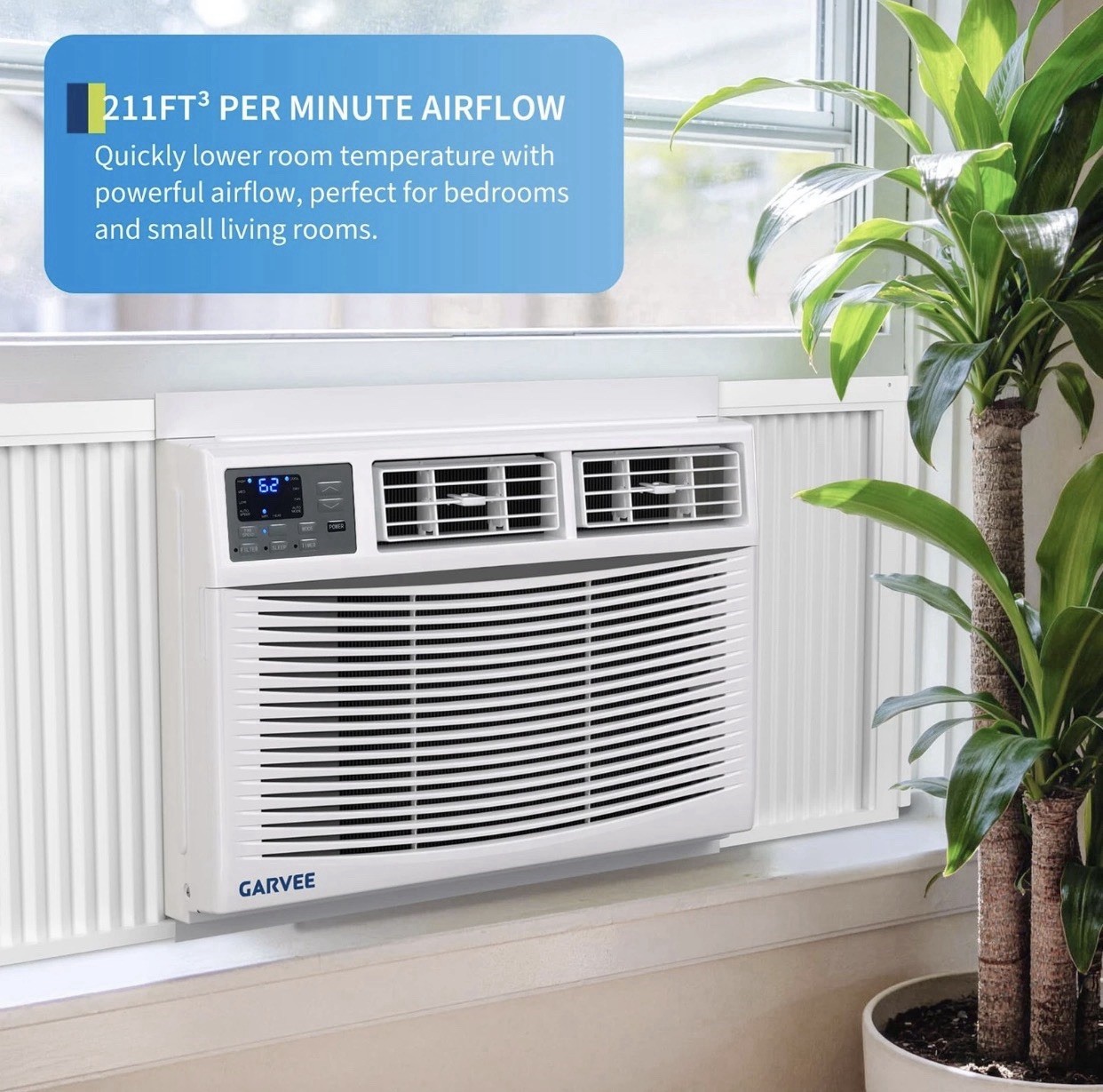 8,000 BTU Heat and Cool Window Air Conditioner w/ Wifi, Remote Control 350 sq.ft