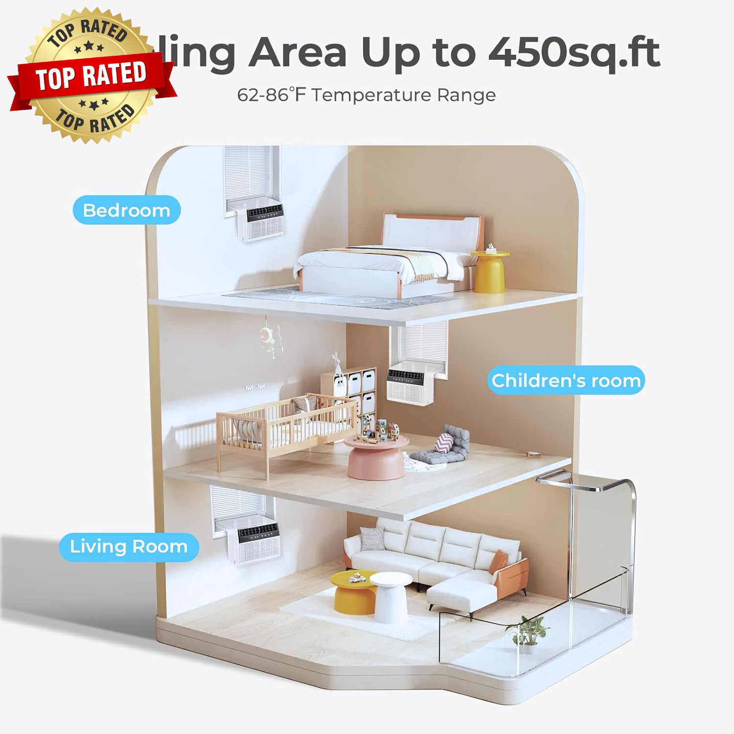 U-Shaped Window Air Conditioner,Window AC Unit Cools up to 450 Sq.Ft,Saddle Air