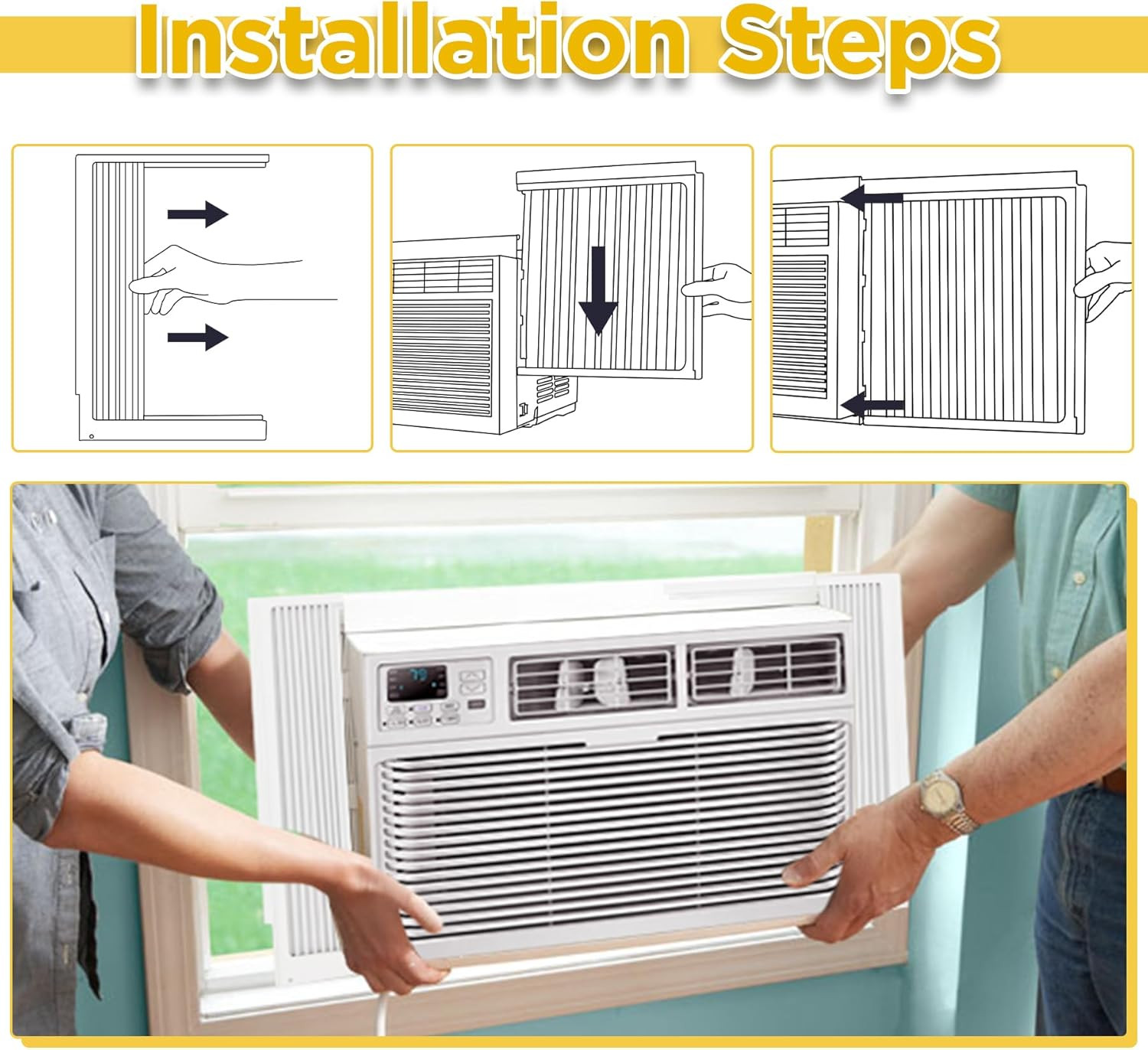 Window Air Conditioner Side Panels with Frame,Adjustable Extra Wide Air Conditio